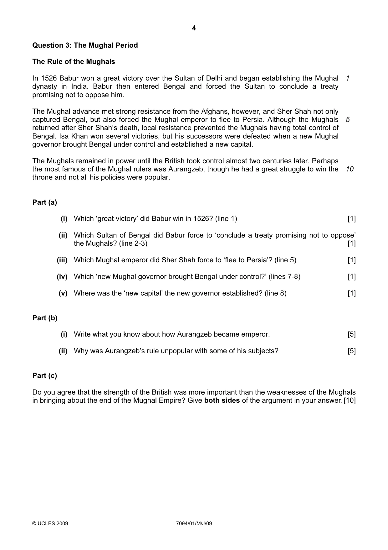 Cambridge IGCSE Bangladesh Studies 0449 2009 May/June Paper 1 · Variant 1 question paper, page 4 of 8