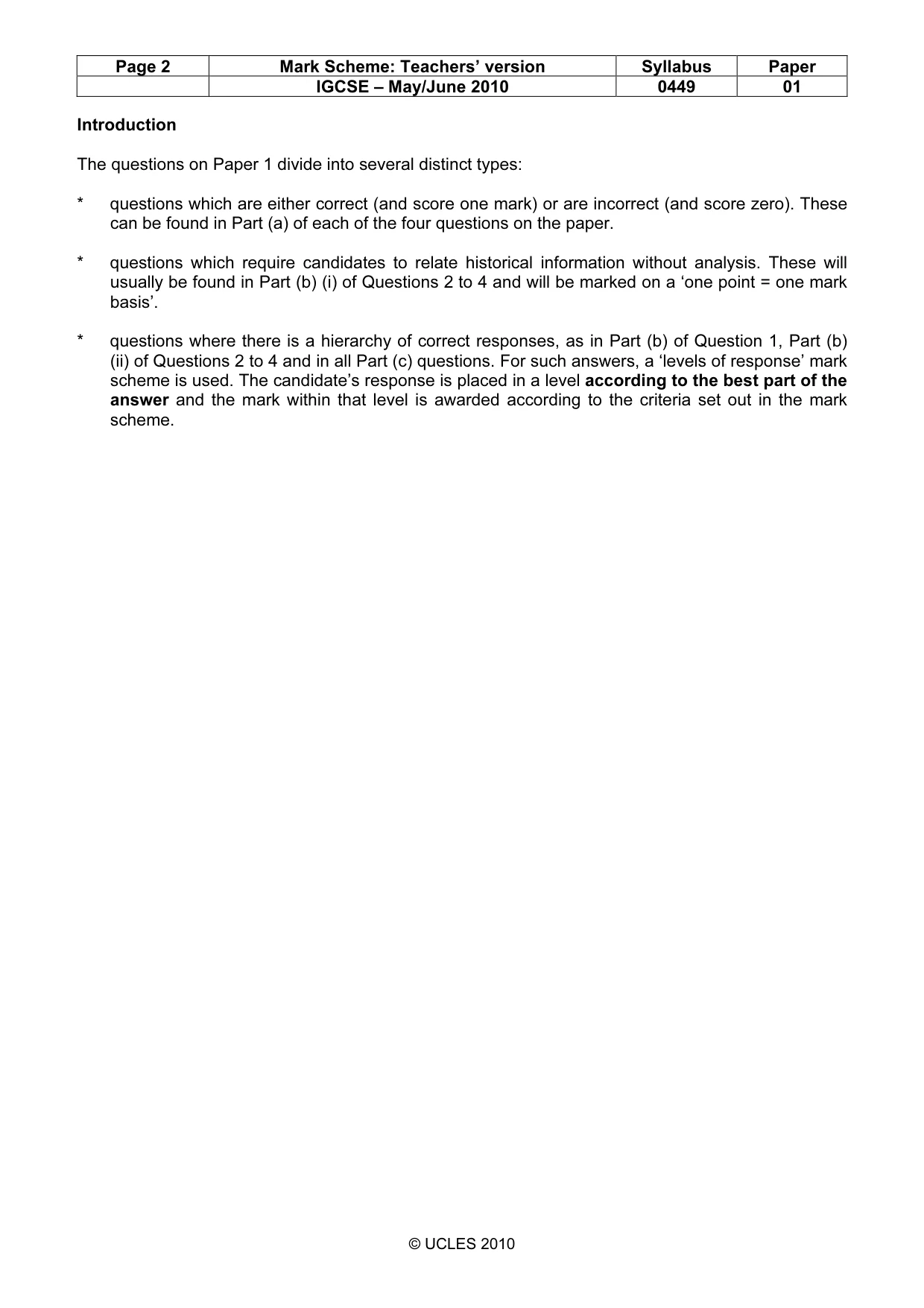 Mark scheme, page 2 of 6