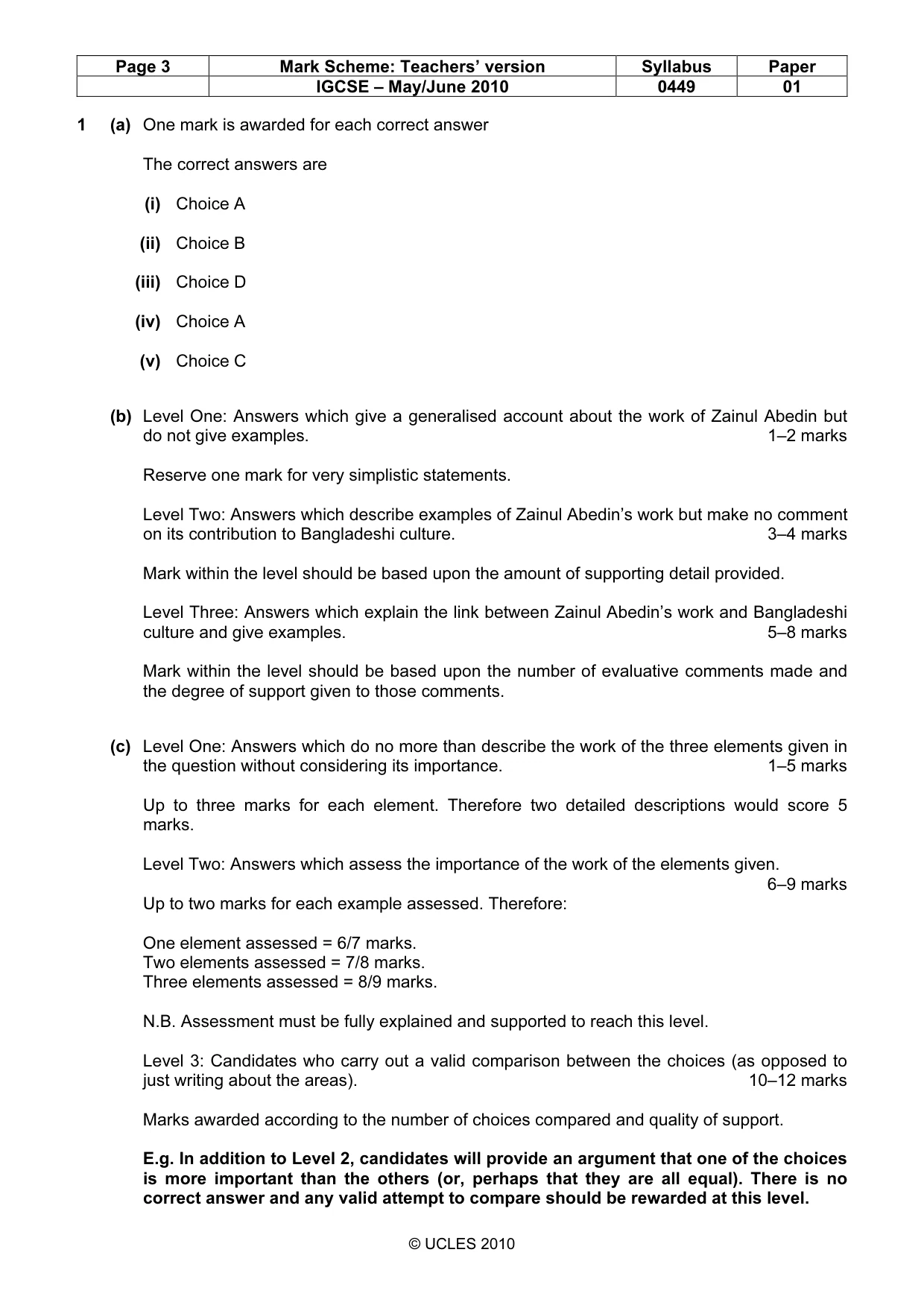 Mark scheme, page 3 of 6