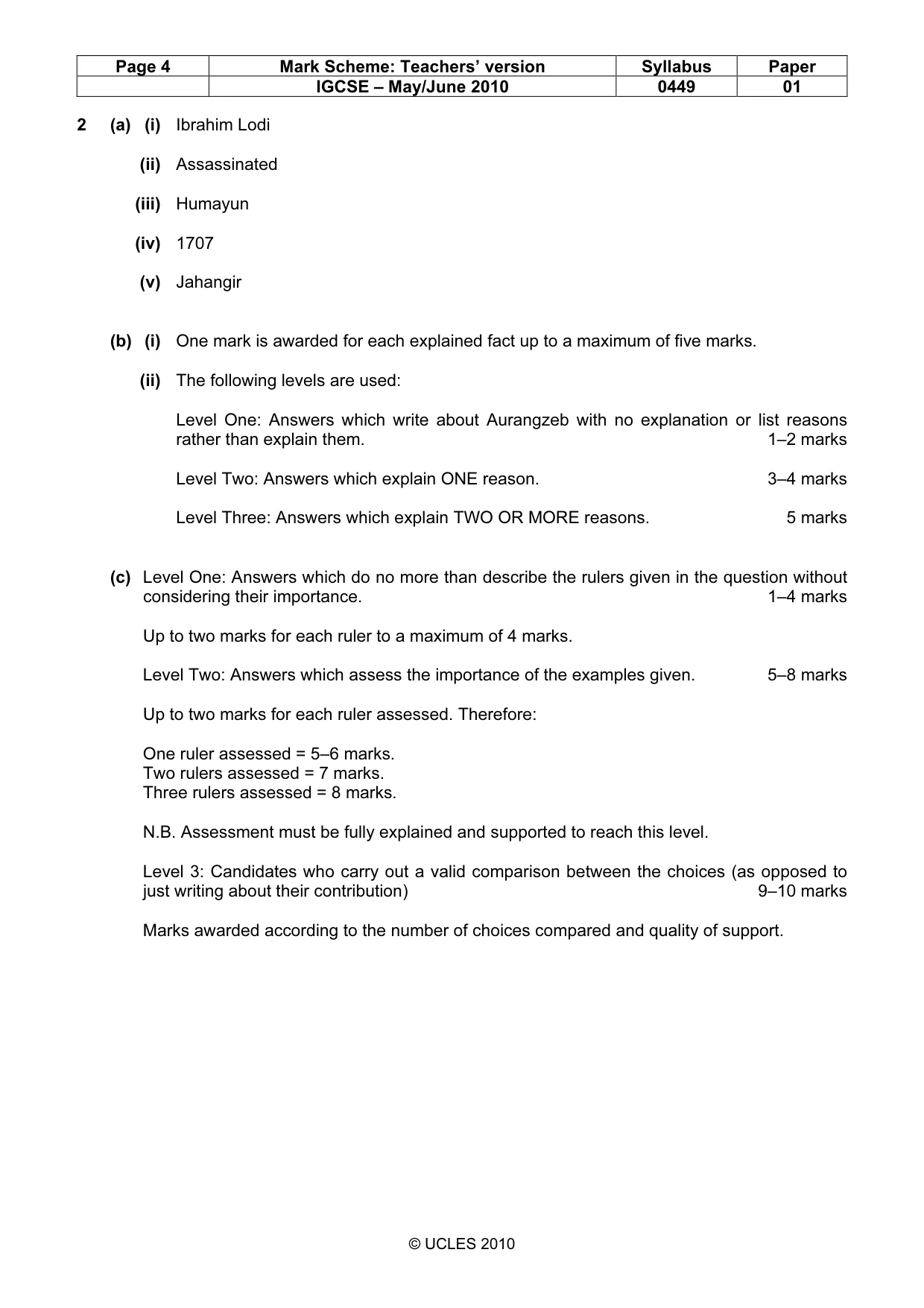 Mark scheme, page 4 of 6