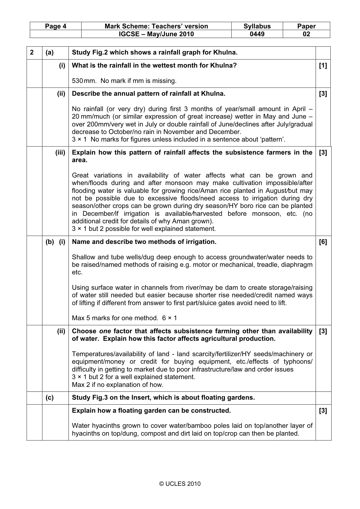 Mark scheme, page 4 of 10