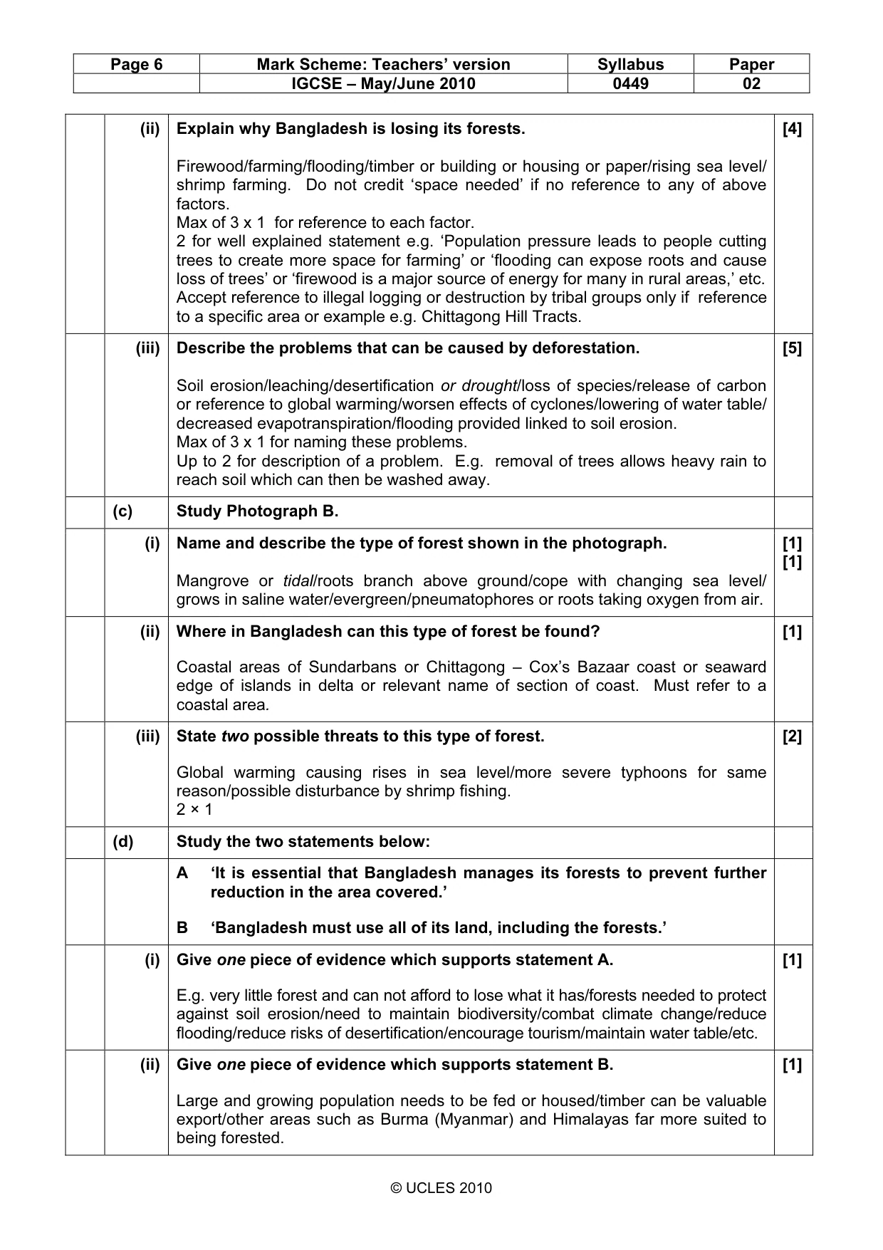 Mark scheme, page 6 of 10