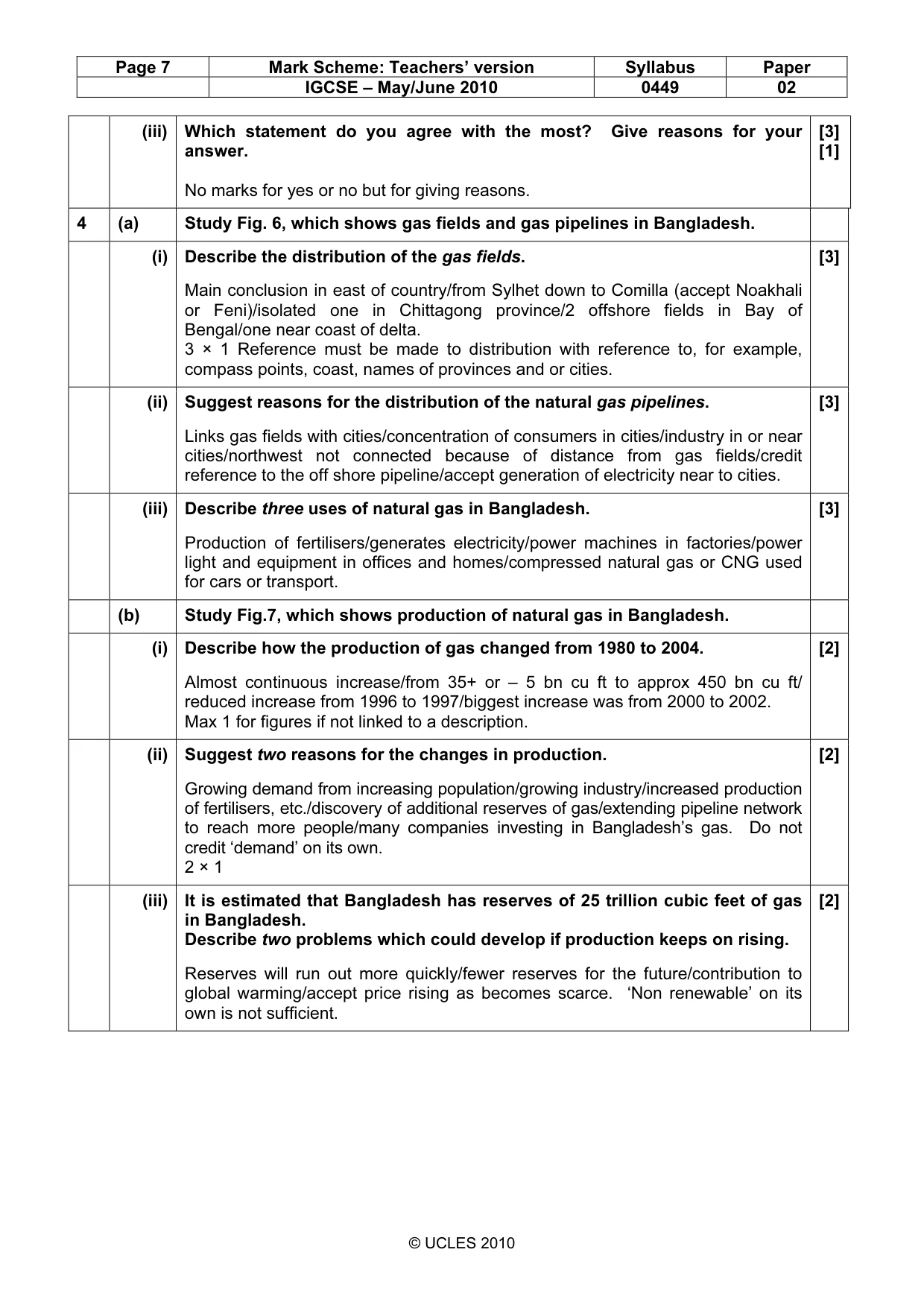 Mark scheme, page 7 of 10