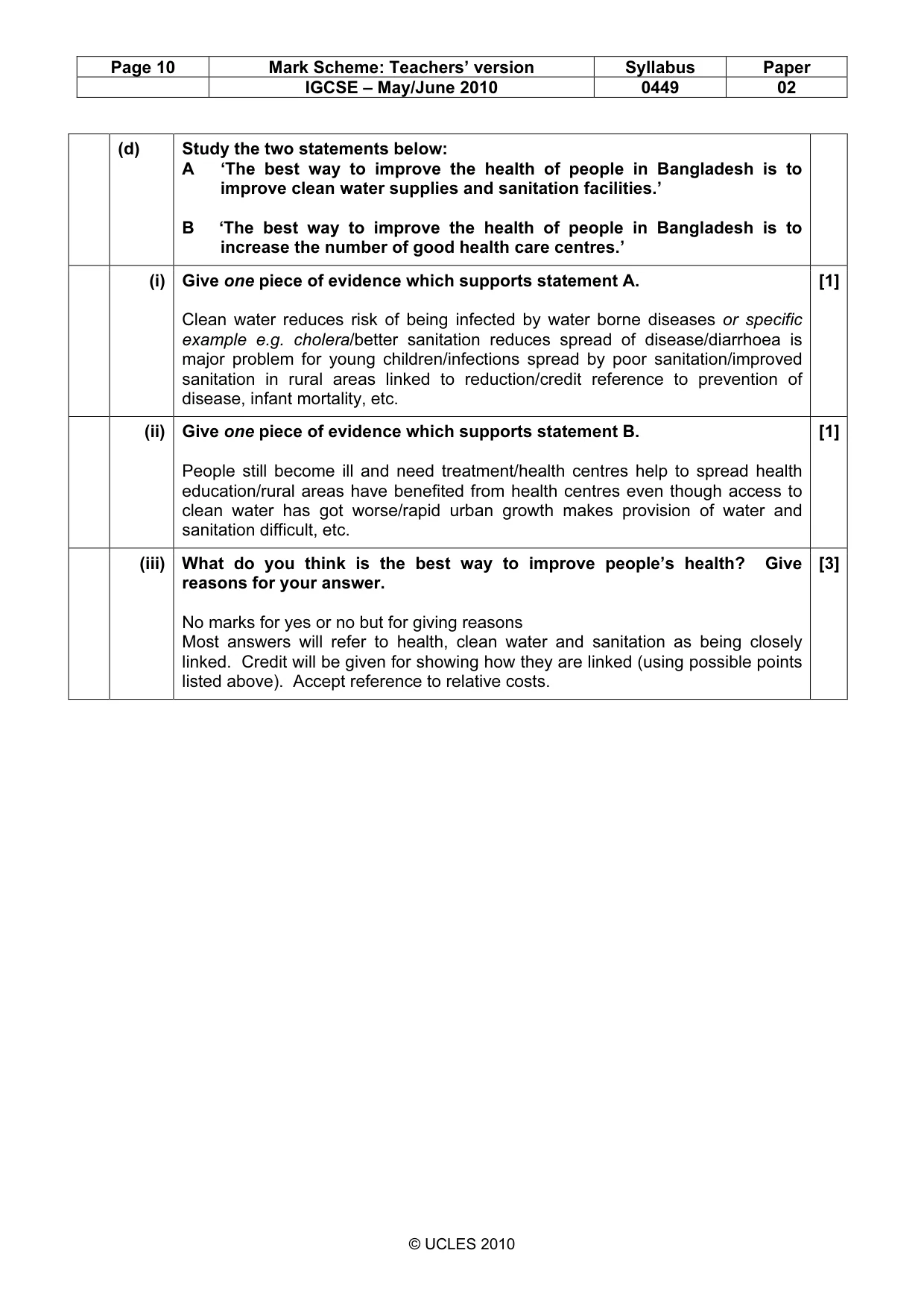 Mark scheme, page 10 of 10
