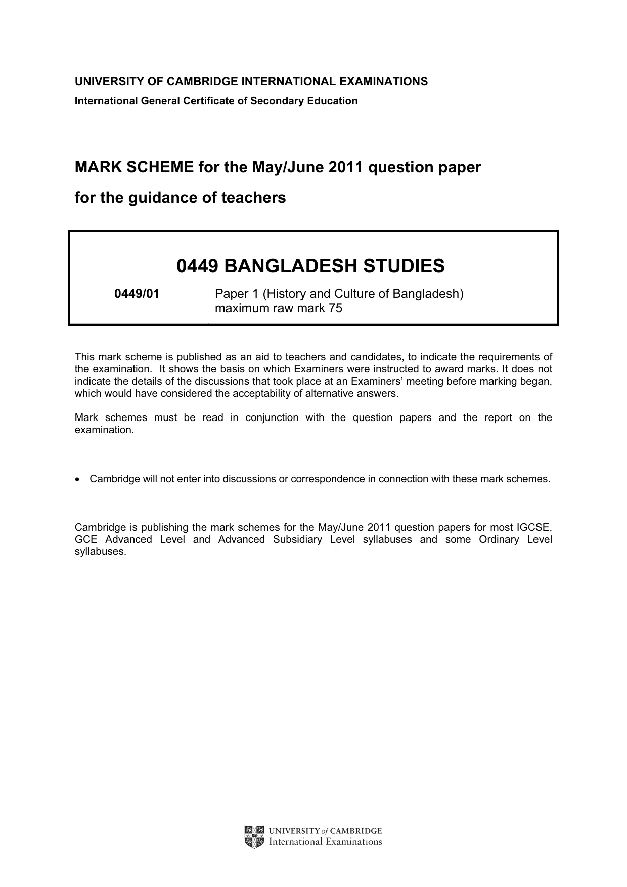 Mark scheme, page 1 of 11