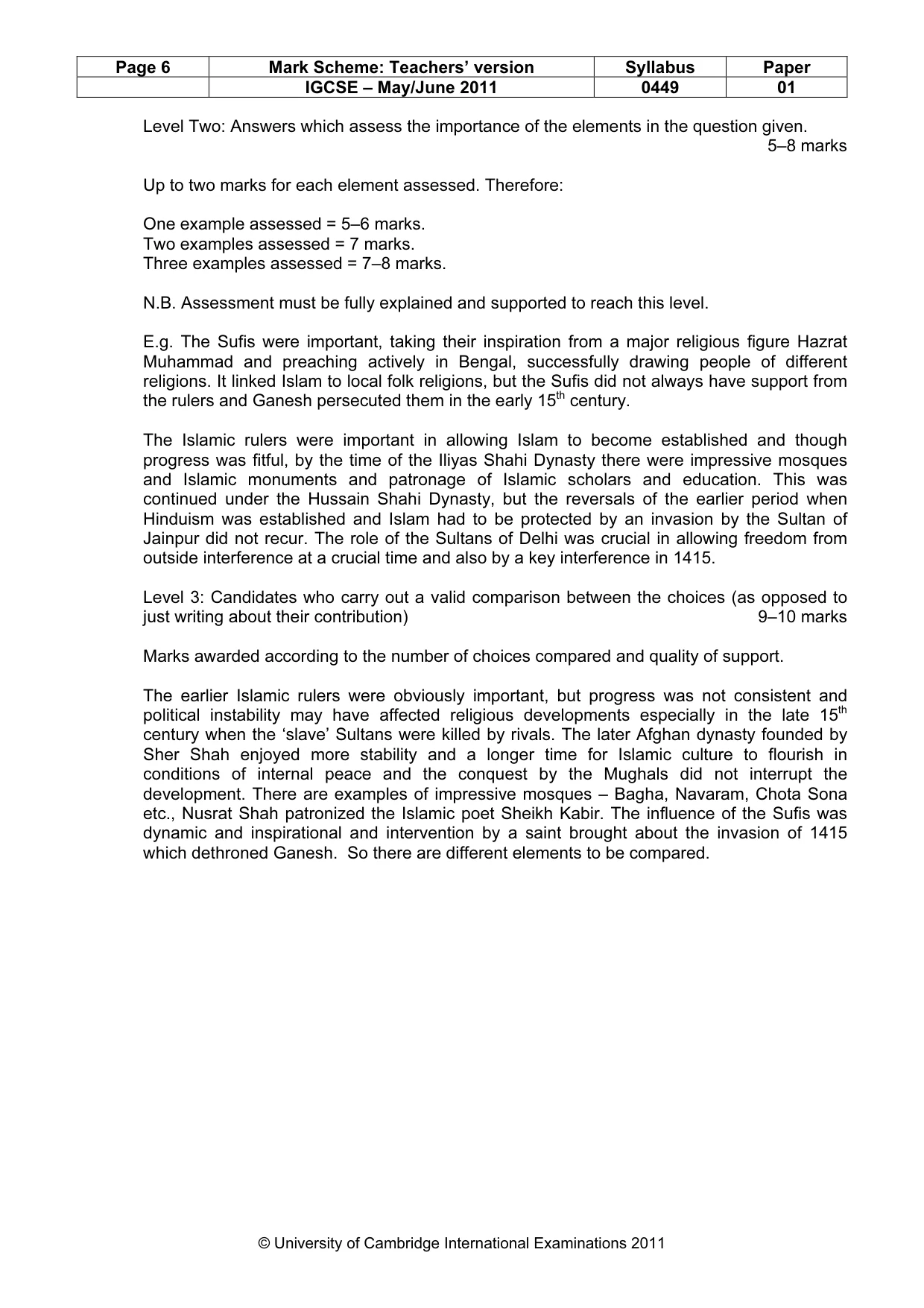 Mark scheme, page 6 of 11