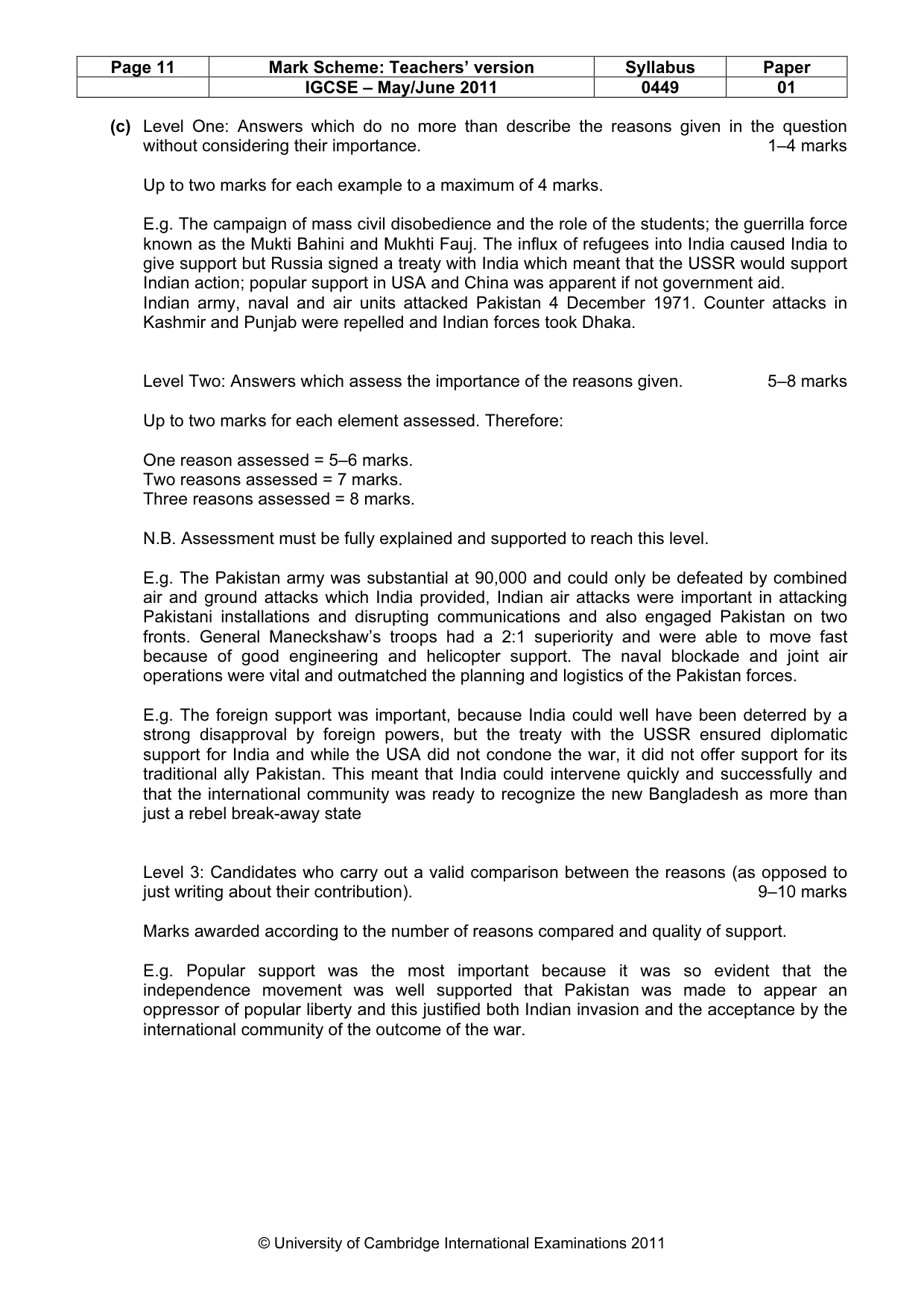 Mark scheme, page 11 of 11