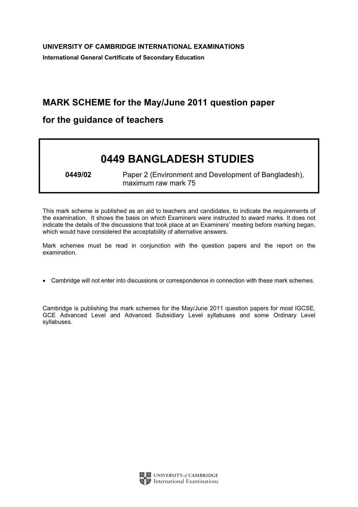 Mark scheme, page 1 of 11