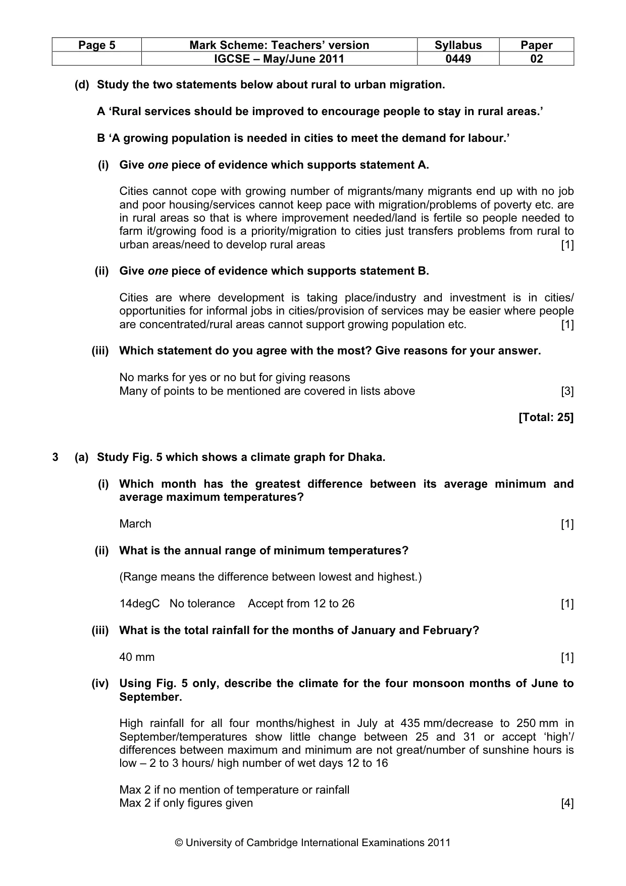 Mark scheme, page 5 of 11