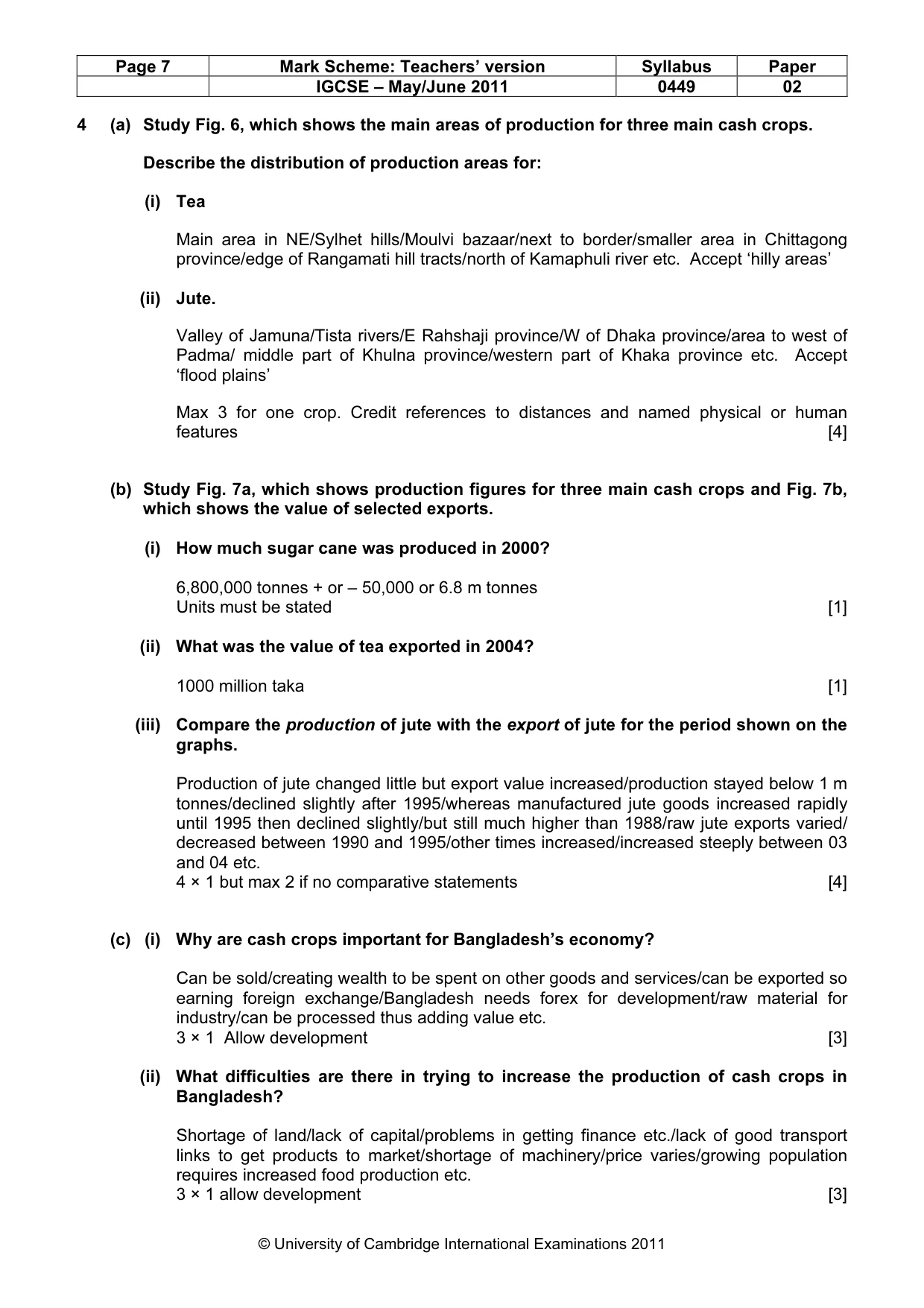 Mark scheme, page 7 of 11