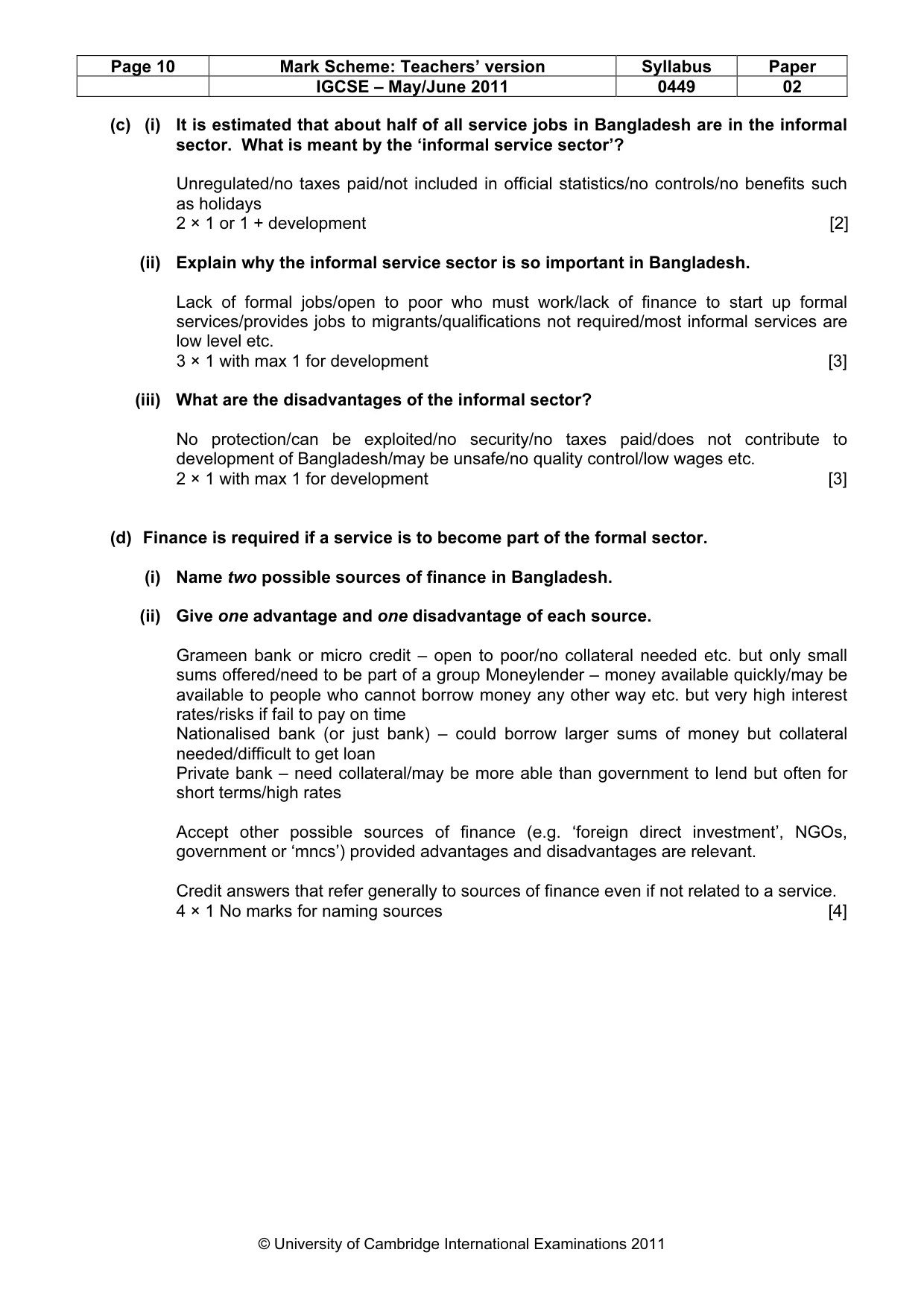 Mark scheme, page 10 of 11