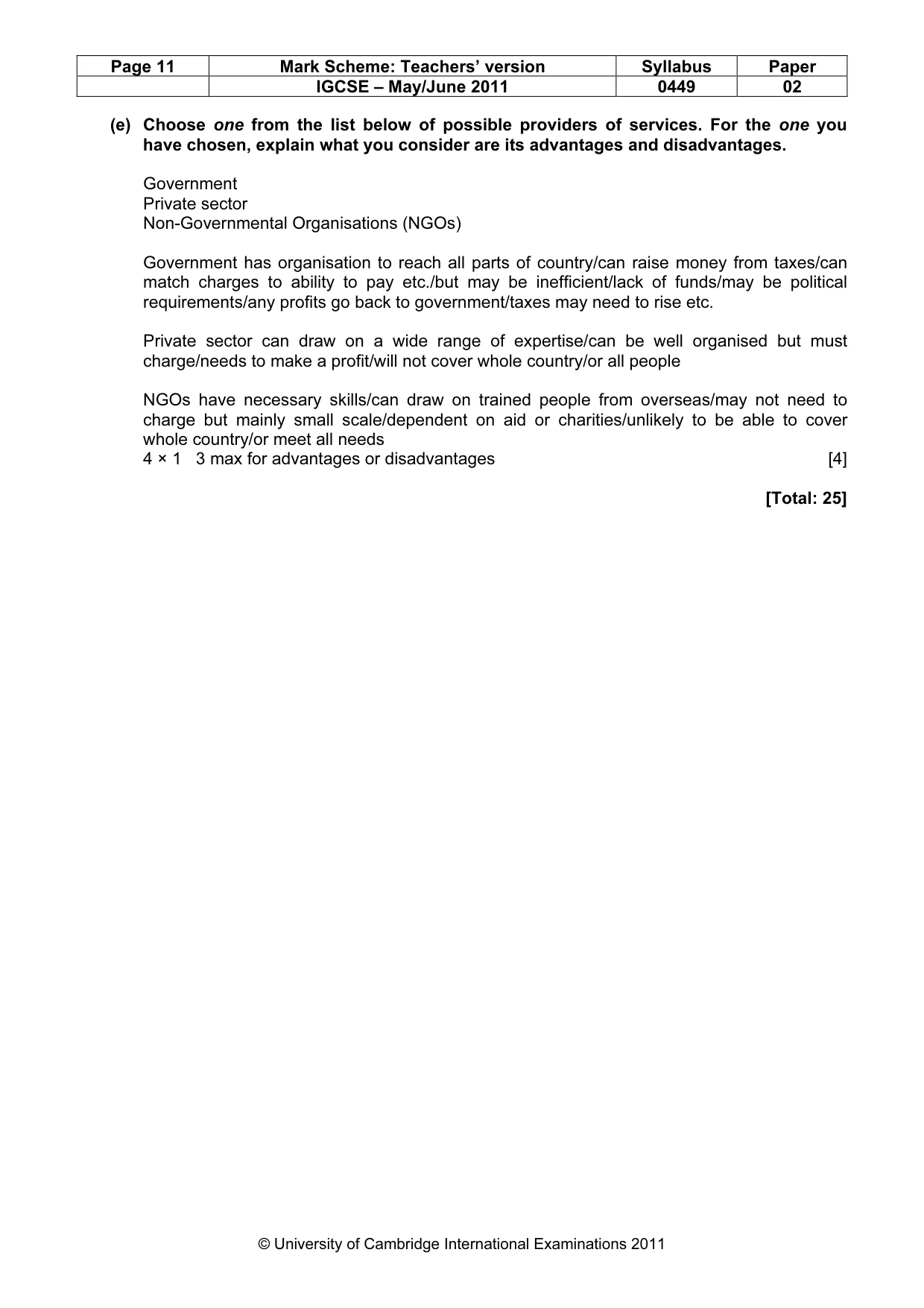 Mark scheme, page 11 of 11