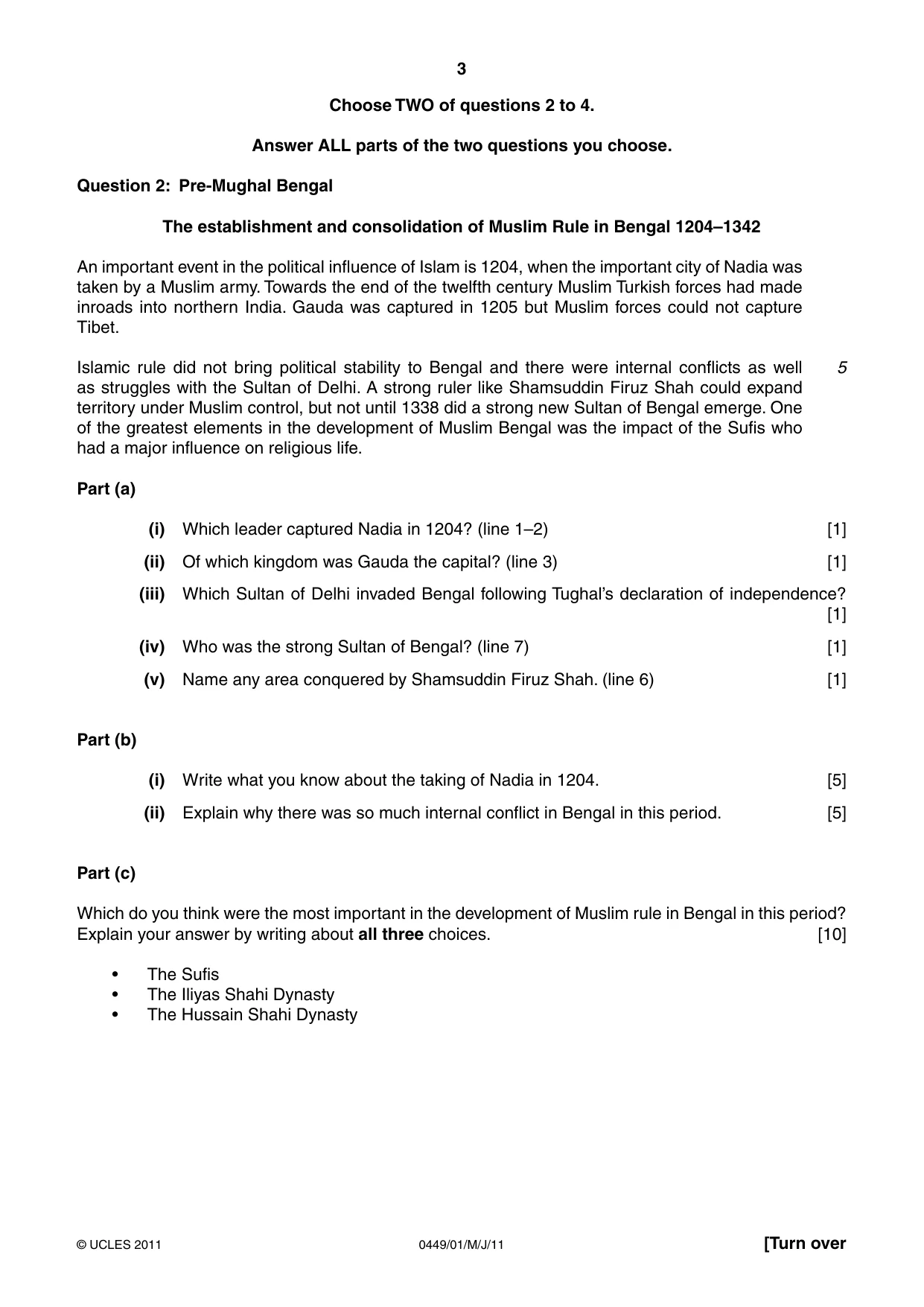 Cambridge IGCSE Bangladesh Studies 0449 2011 May/June Paper 1 · Variant 1 question paper, page 3 of 8