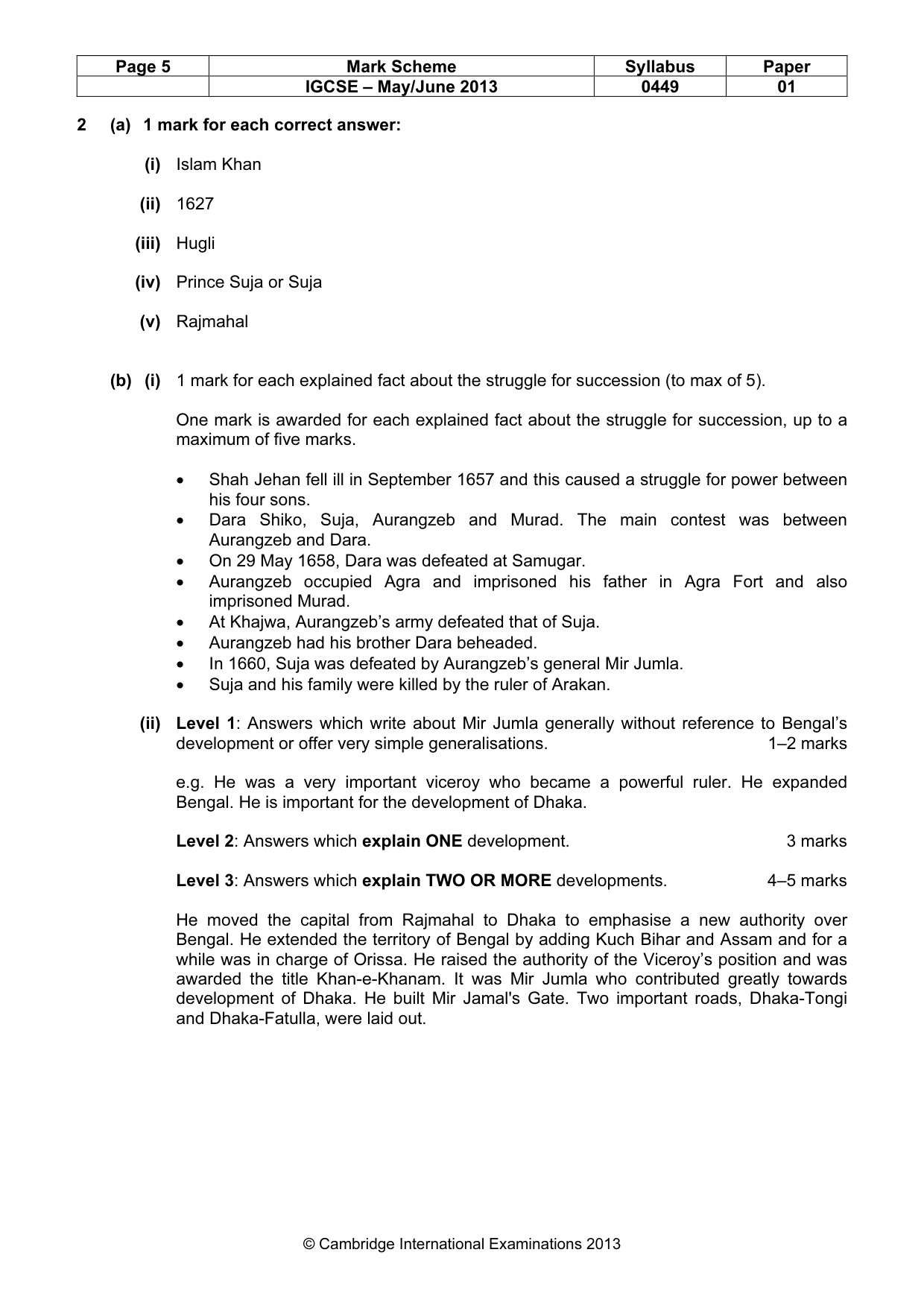 Mark scheme, page 5 of 11