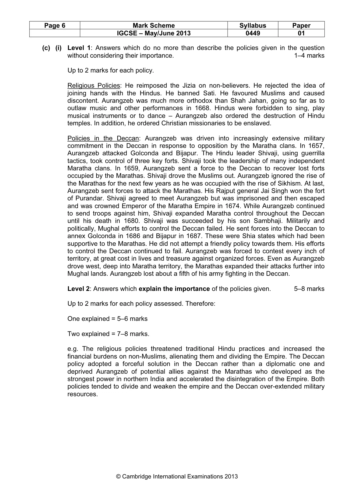 Mark scheme, page 6 of 11
