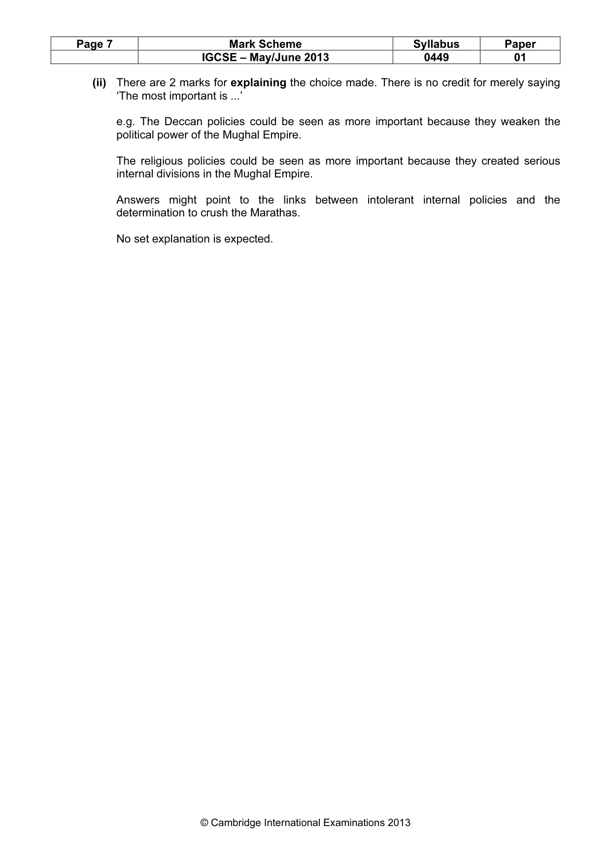 Mark scheme, page 7 of 11