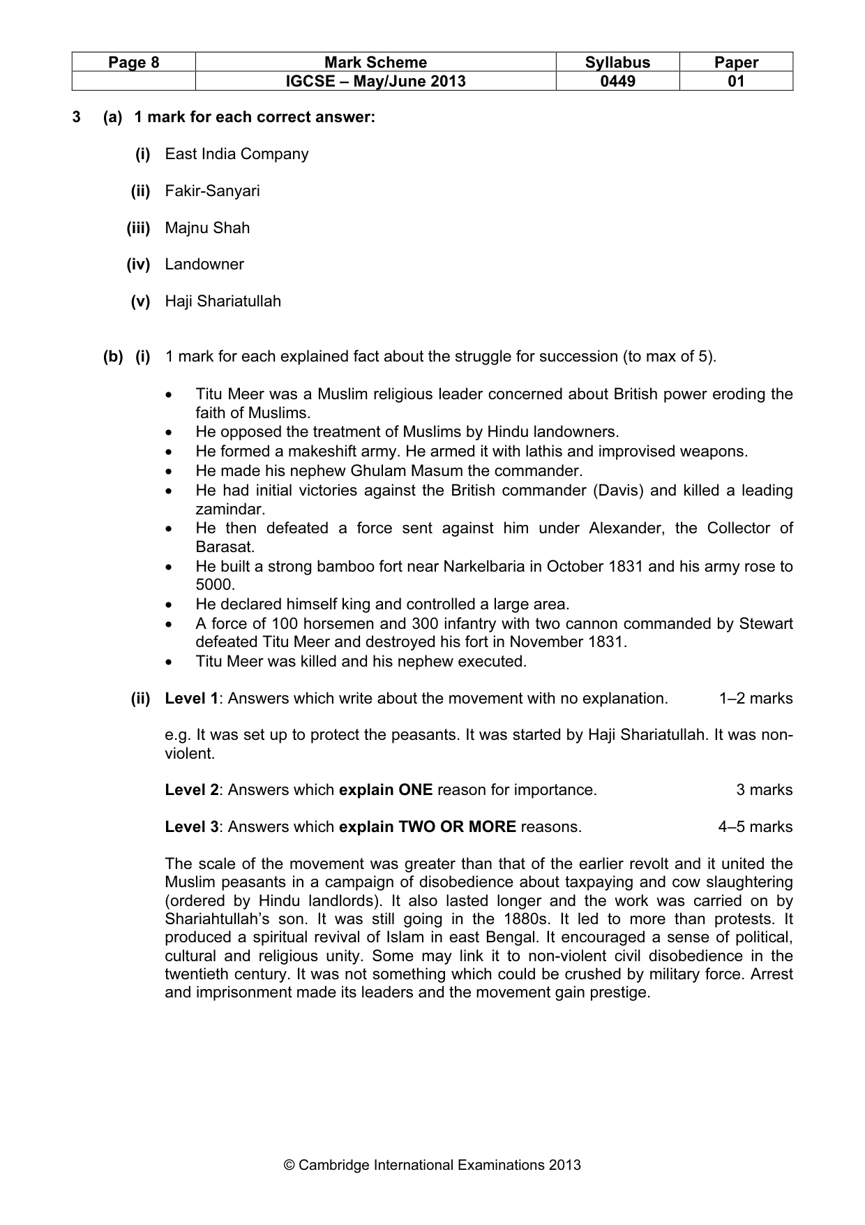 Mark scheme, page 8 of 11