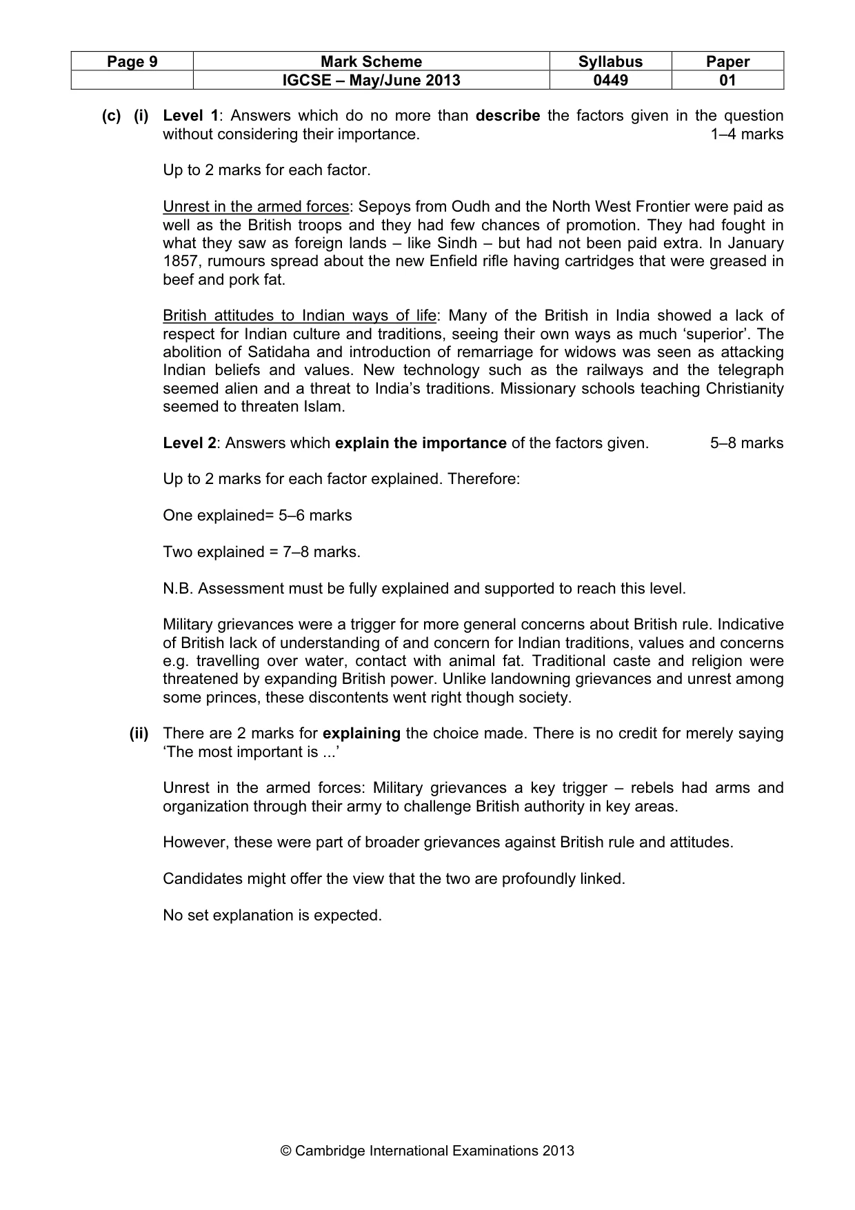 Mark scheme, page 9 of 11