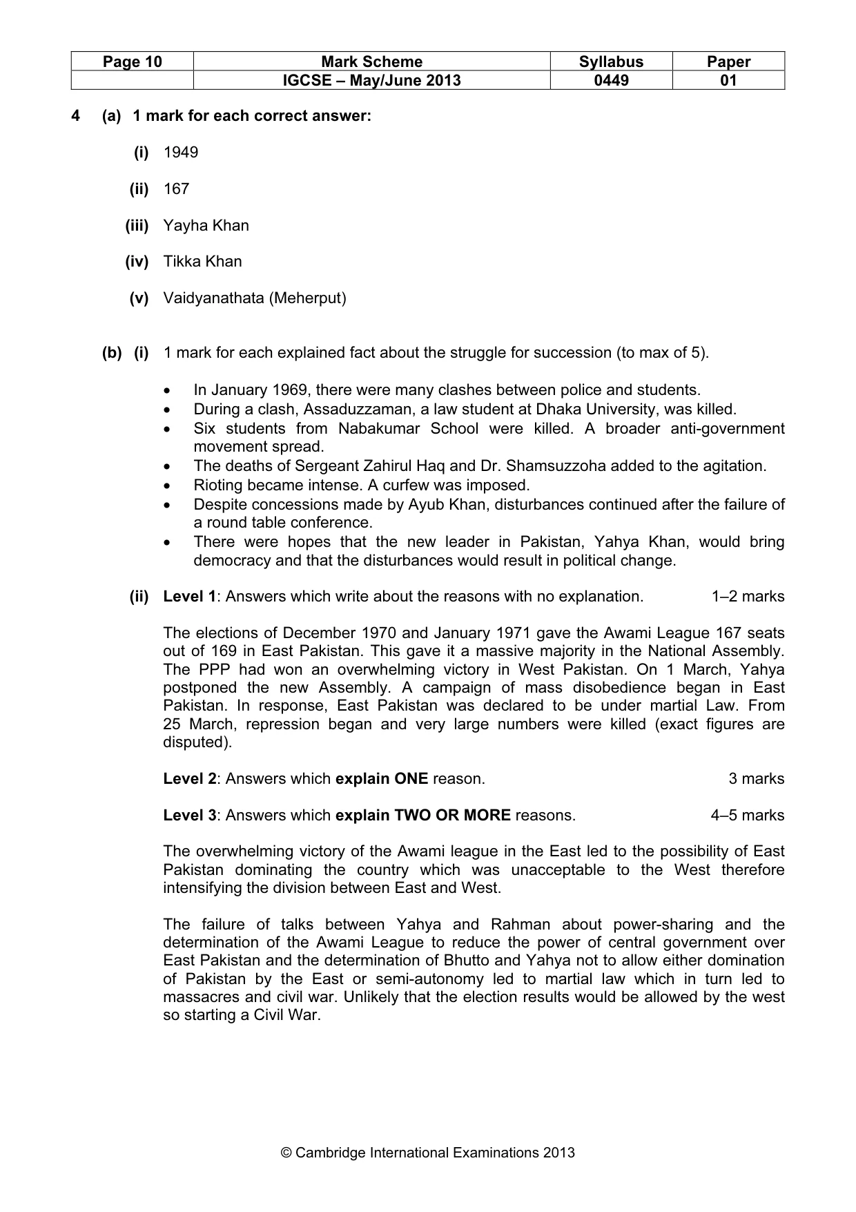 Mark scheme, page 10 of 11