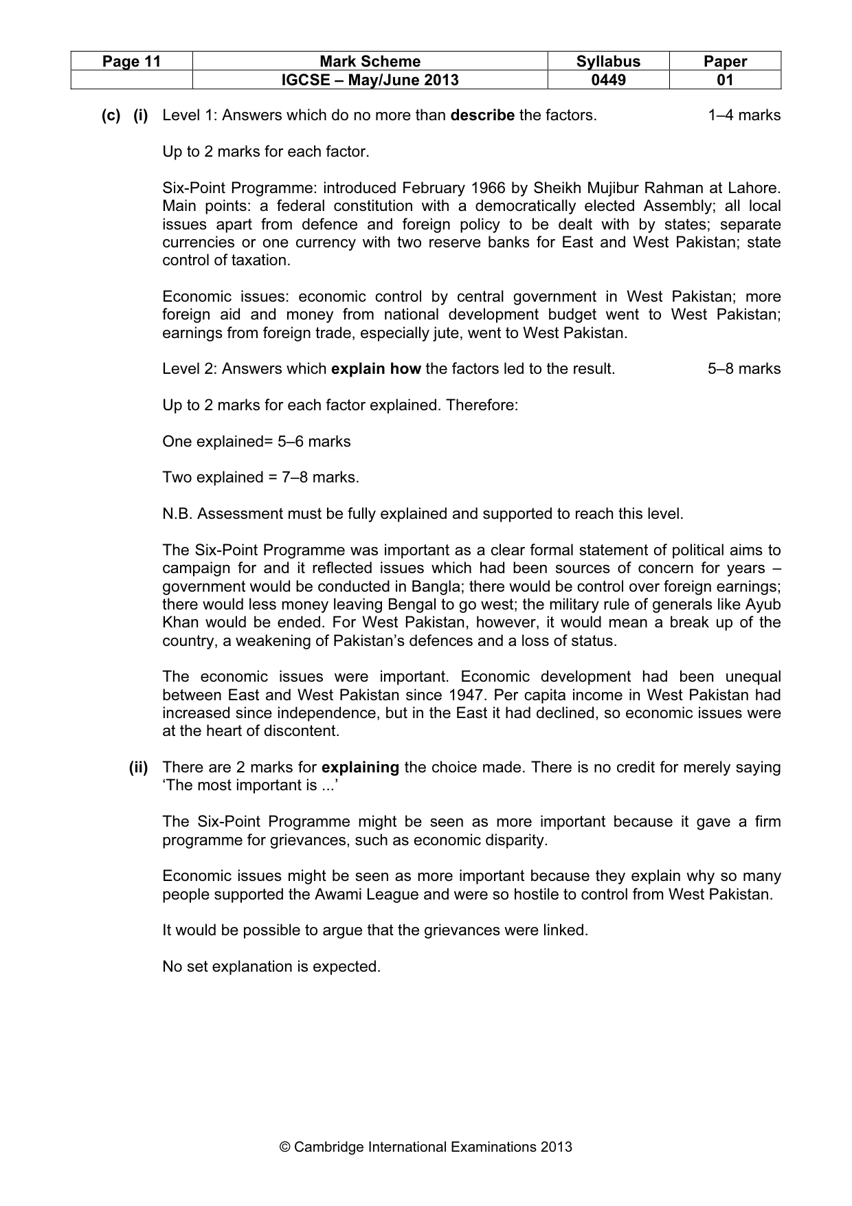 Mark scheme, page 11 of 11