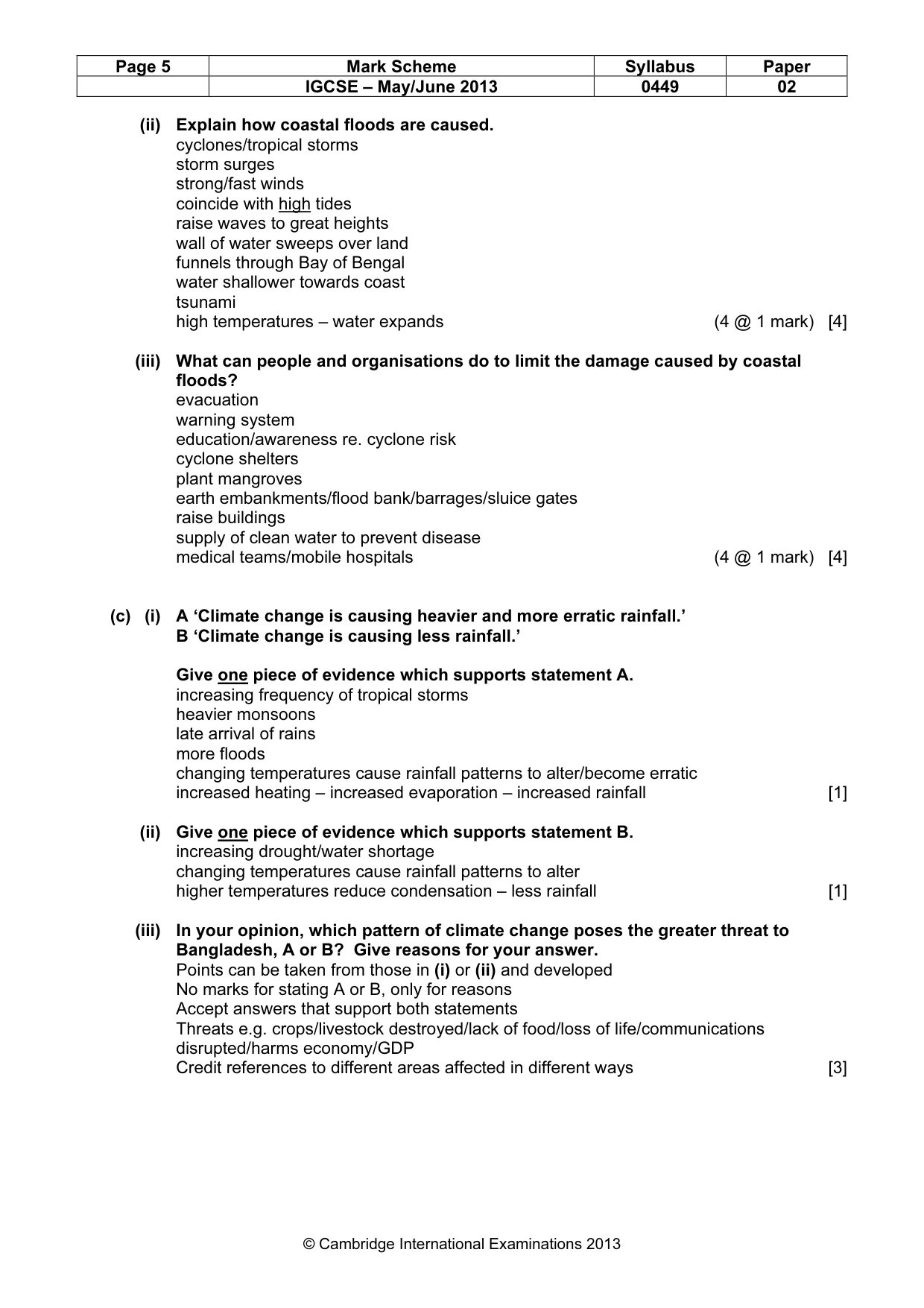 Mark scheme, page 5 of 11