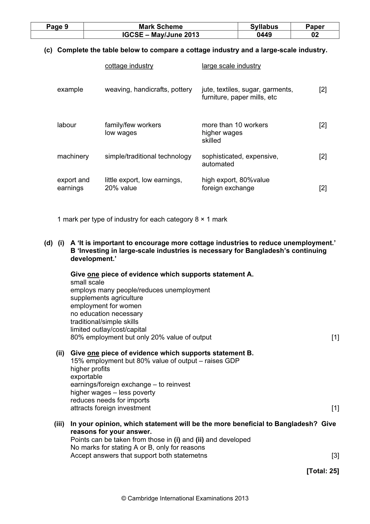 Mark scheme, page 9 of 11