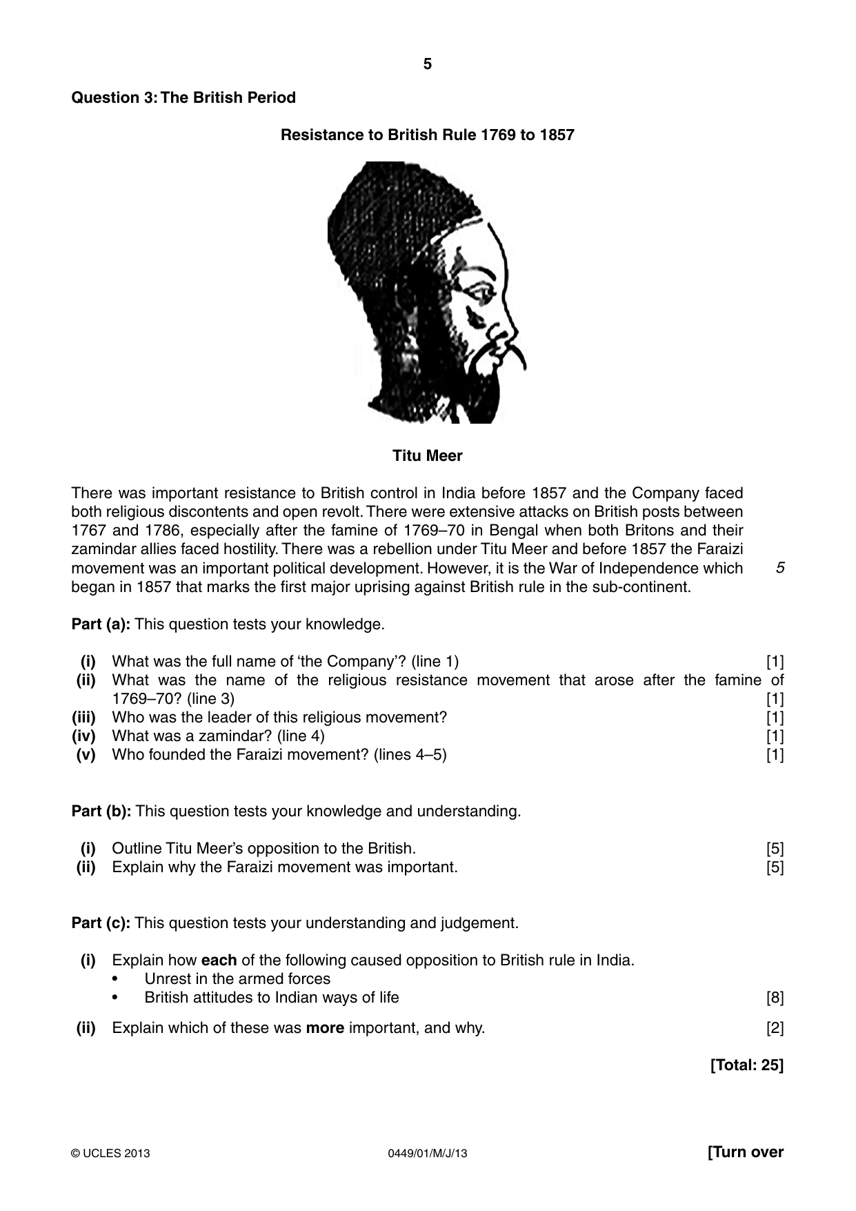 Cambridge IGCSE Bangladesh Studies 0449 2013 May/June Paper 1 · Variant 1 question paper, page 5 of 8