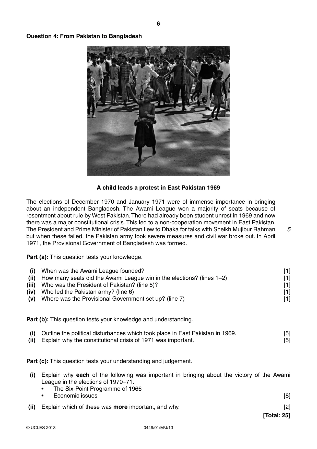 Cambridge IGCSE Bangladesh Studies 0449 2013 May/June Paper 1 · Variant 1 question paper, page 6 of 8