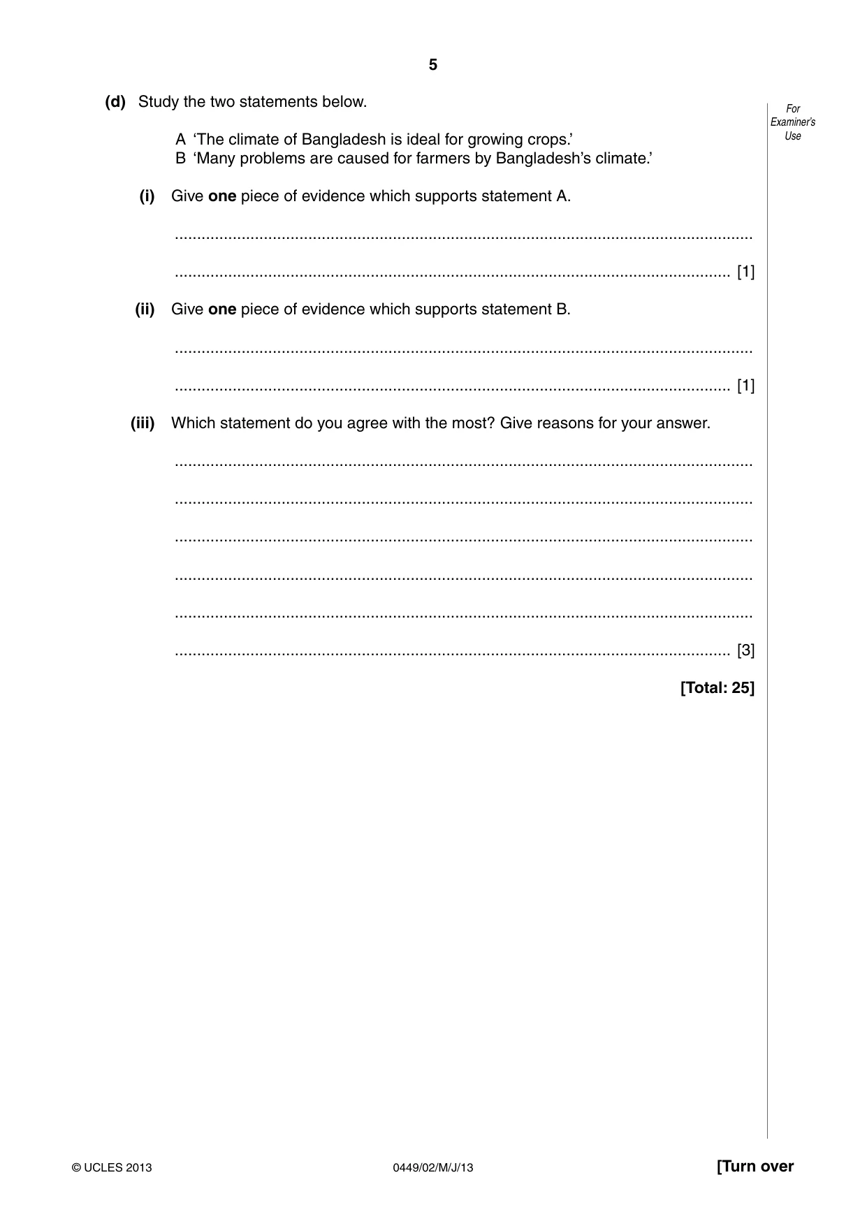 Cambridge IGCSE Bangladesh Studies 0449 2013 May/June Paper 2 · Variant 1 question paper, page 5 of 24