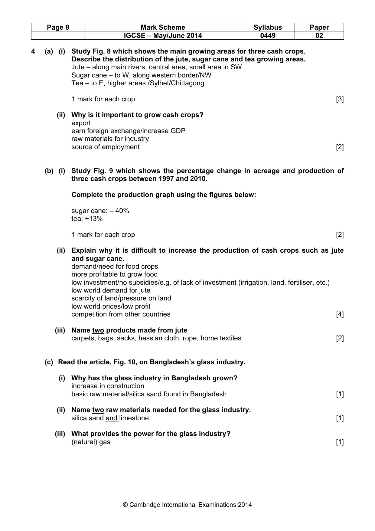Mark scheme, page 8 of 11