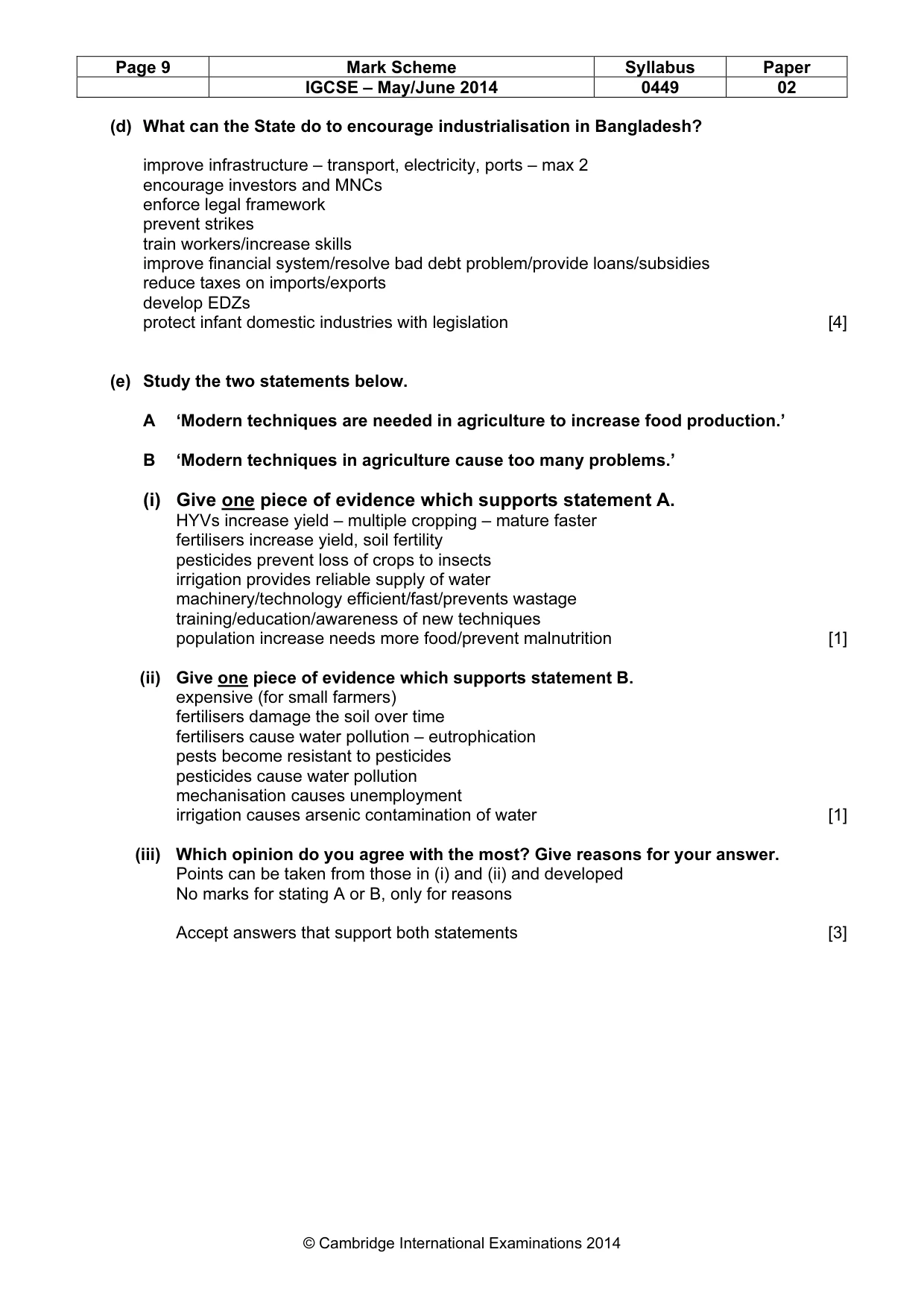 Mark scheme, page 9 of 11