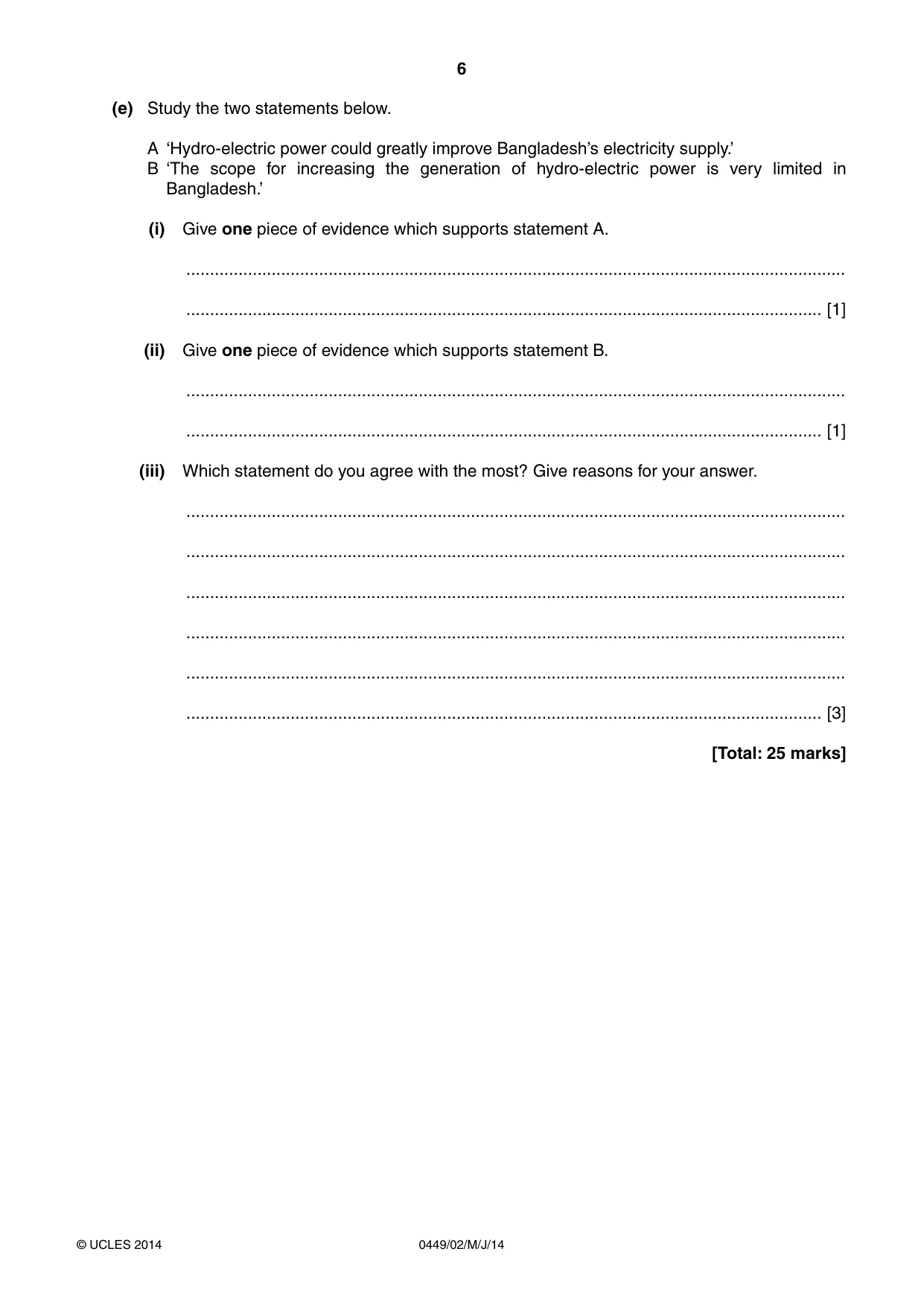 Cambridge IGCSE Bangladesh Studies 0449 2014 May/June Paper 2 · Variant 1 question paper, page 6 of 24