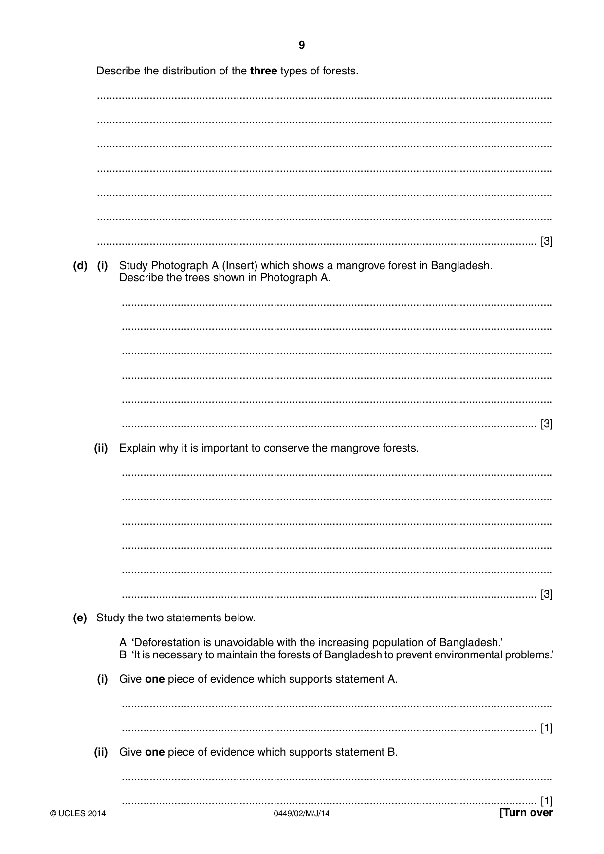 Cambridge IGCSE Bangladesh Studies 0449 2014 May/June Paper 2 · Variant 1 question paper, page 9 of 24