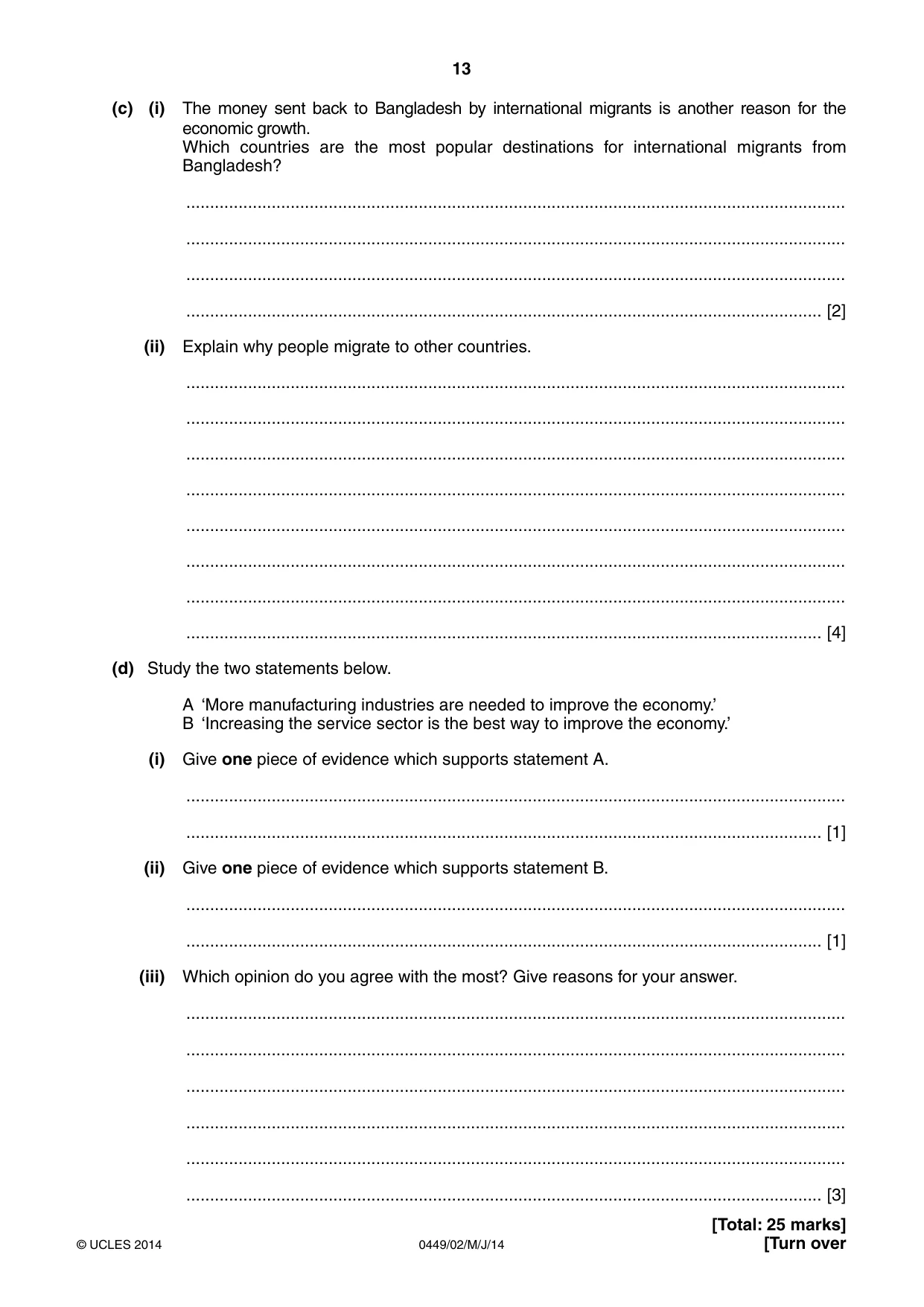 Cambridge IGCSE Bangladesh Studies 0449 2014 May/June Paper 2 · Variant 1 question paper, page 13 of 24