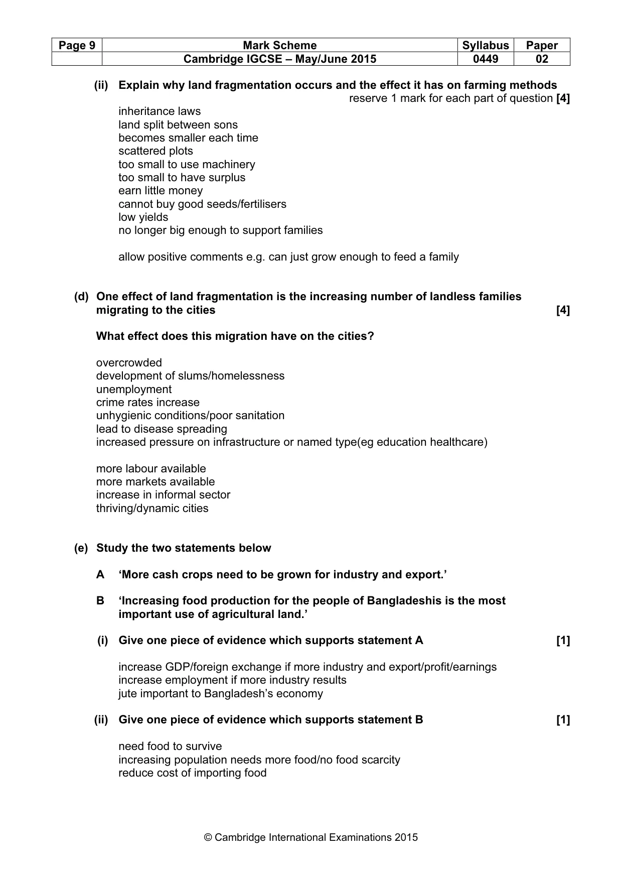 Mark scheme, page 9 of 14