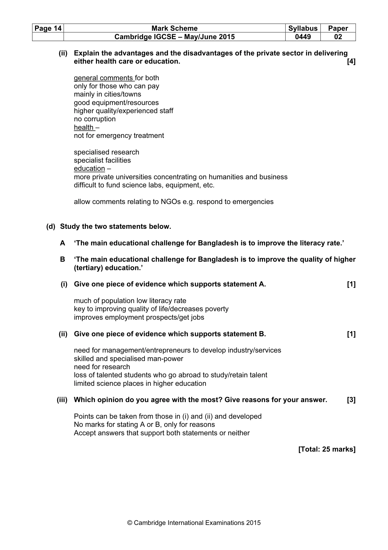 Mark scheme, page 14 of 14