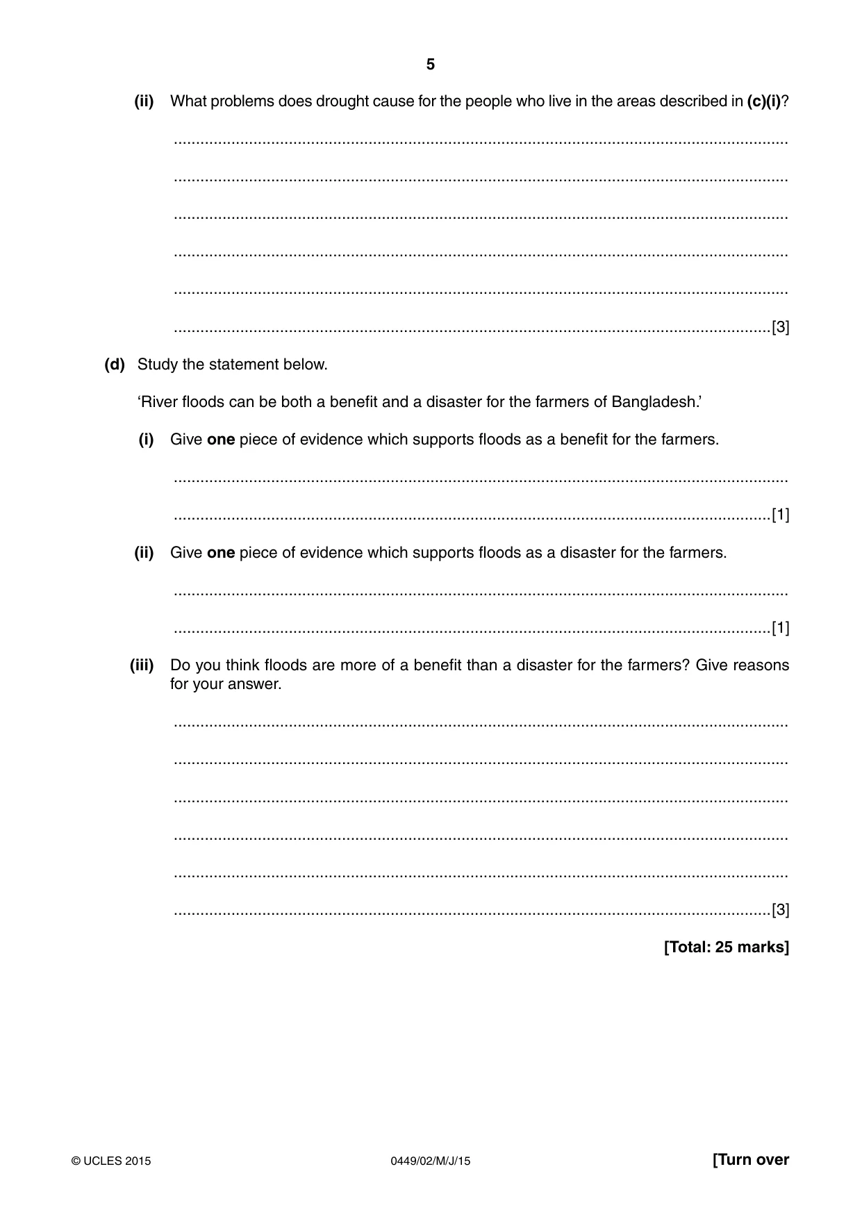 Cambridge IGCSE Bangladesh Studies 0449 2015 May/June Paper 2 · Variant 1 question paper, page 5 of 24