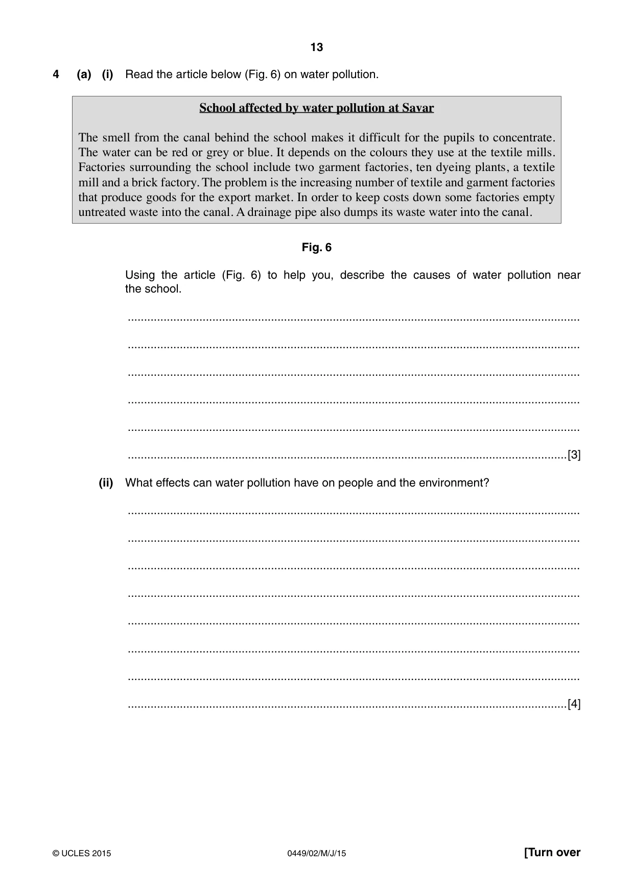 Cambridge IGCSE Bangladesh Studies 0449 2015 May/June Paper 2 · Variant 1 question paper, page 13 of 24