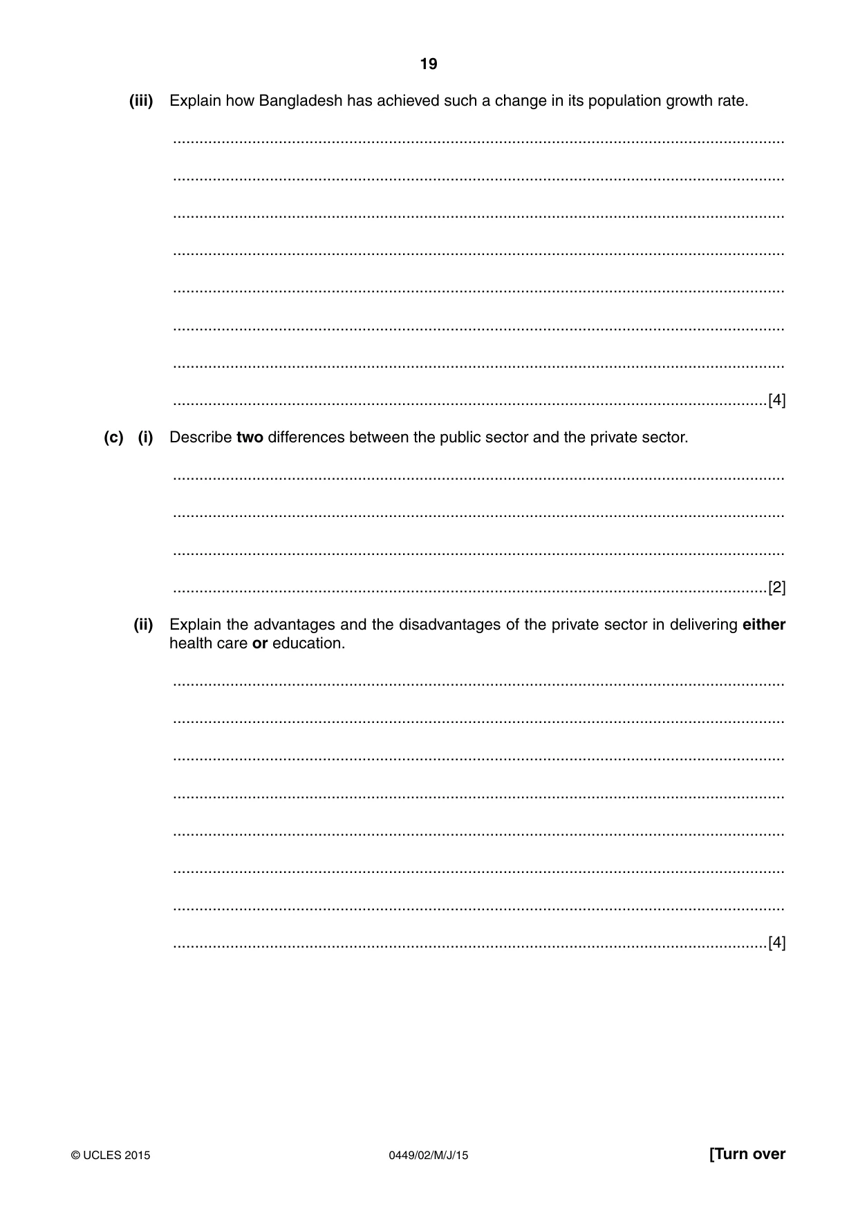 Cambridge IGCSE Bangladesh Studies 0449 2015 May/June Paper 2 · Variant 1 question paper, page 19 of 24