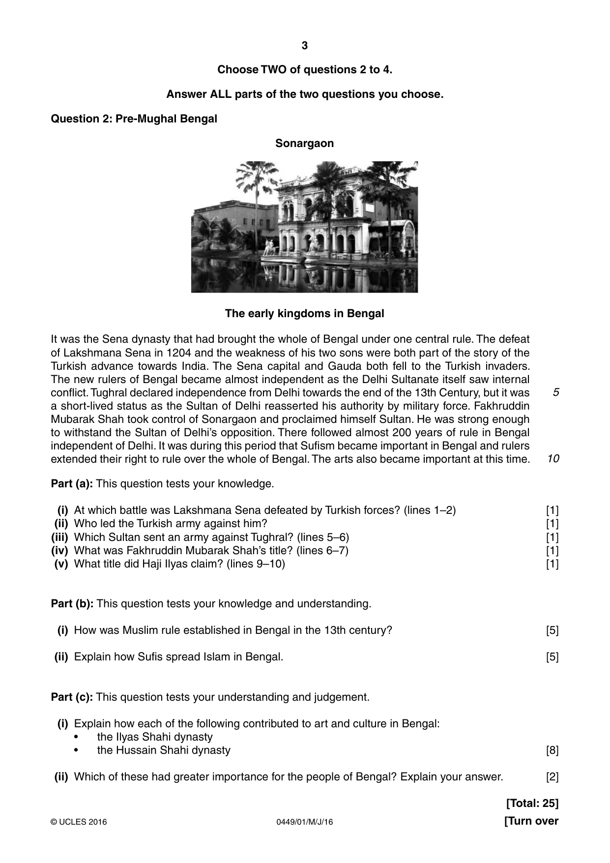 Cambridge IGCSE Bangladesh Studies 0449 2016 May/June Paper 1 · Variant 0 question paper, page 3 of 8