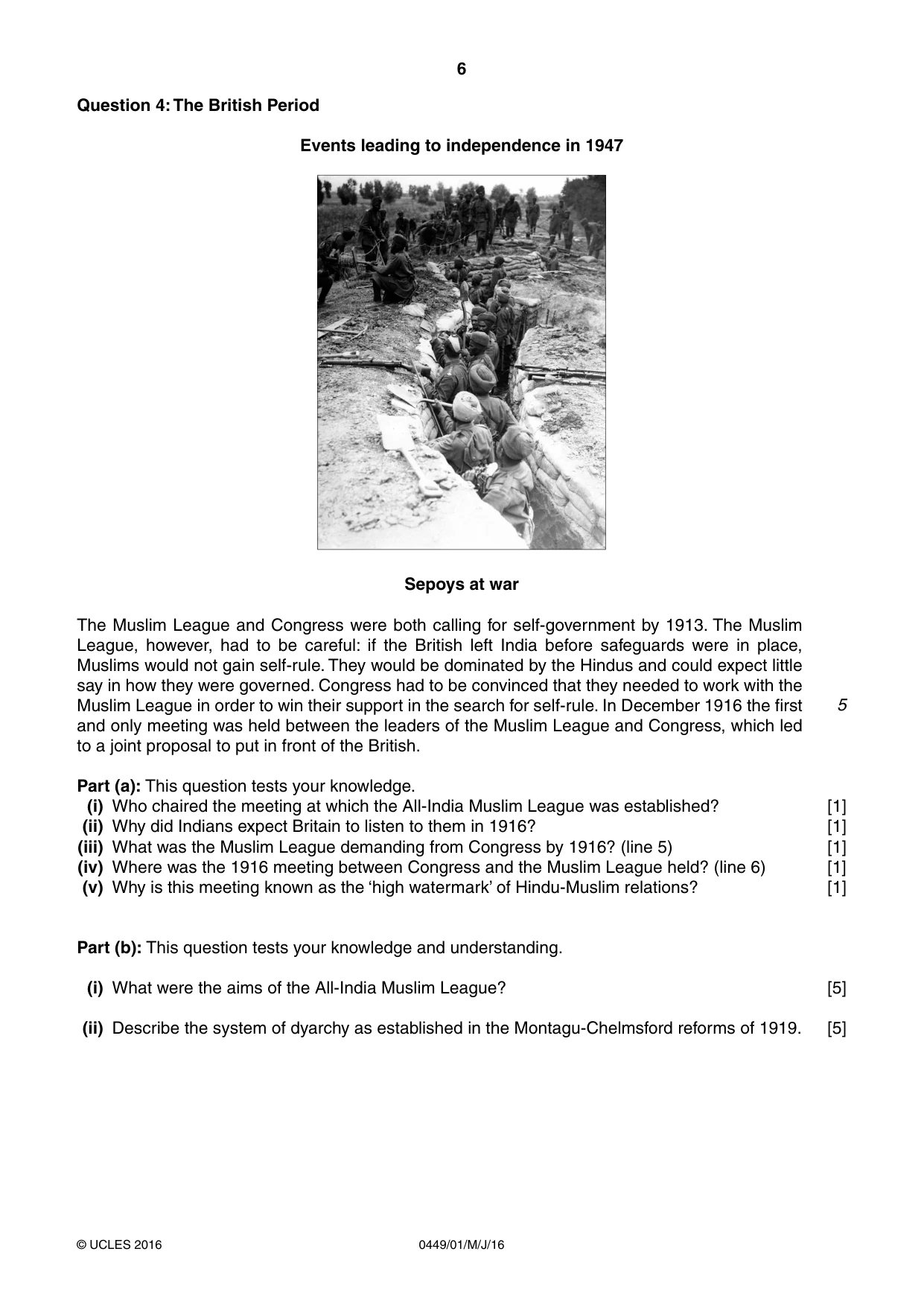 Cambridge IGCSE Bangladesh Studies 0449 2016 May/June Paper 1 · Variant 0 question paper, page 6 of 8
