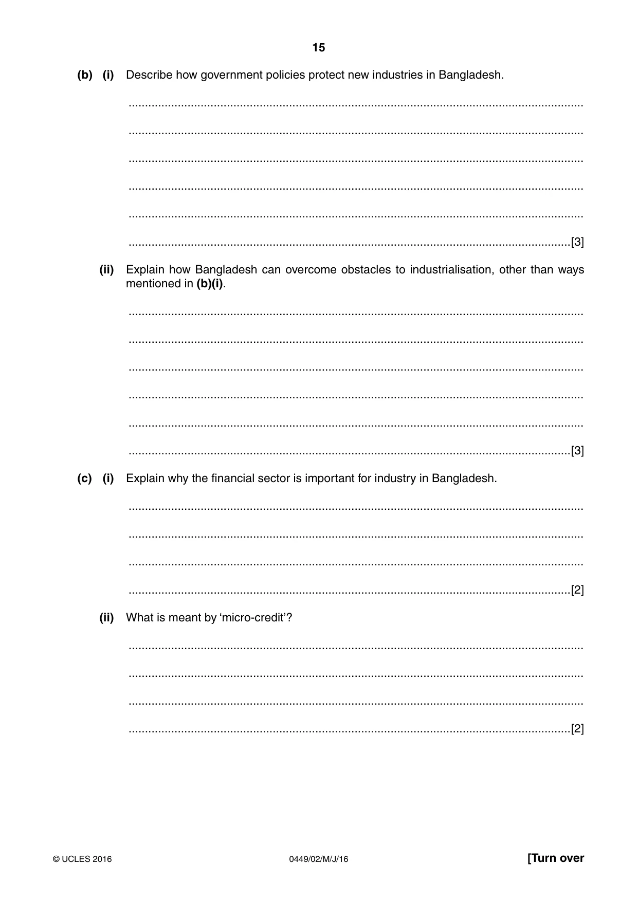 Cambridge IGCSE Bangladesh Studies 0449 2016 May/June Paper 2 · Variant 0 question paper, page 15 of 24