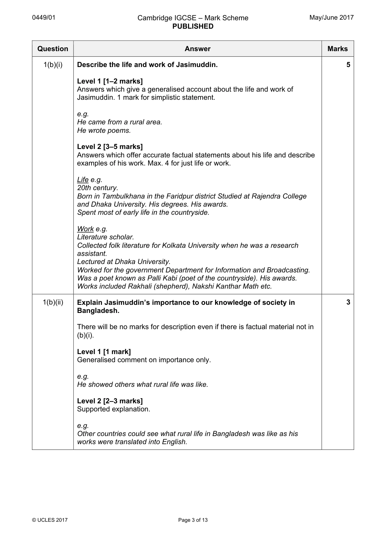 Mark scheme, page 3 of 13