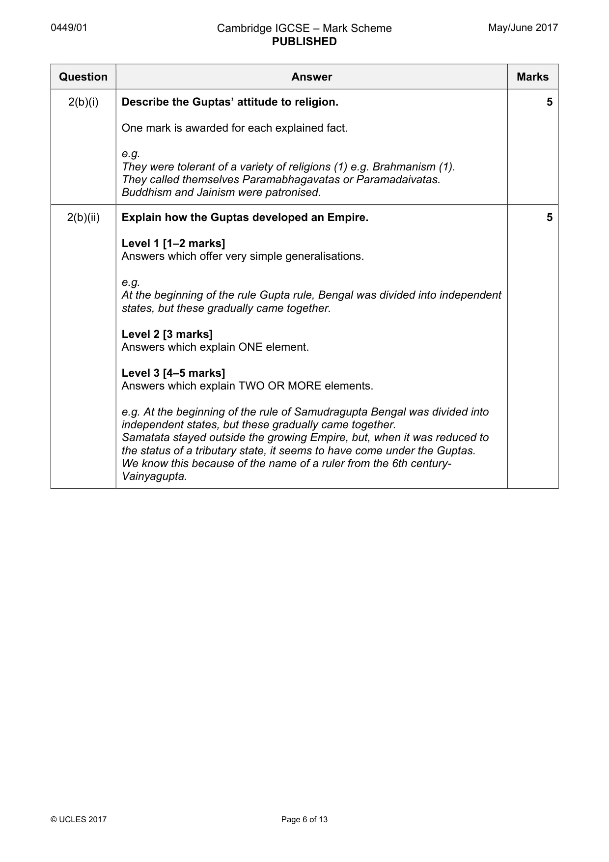 Mark scheme, page 6 of 13