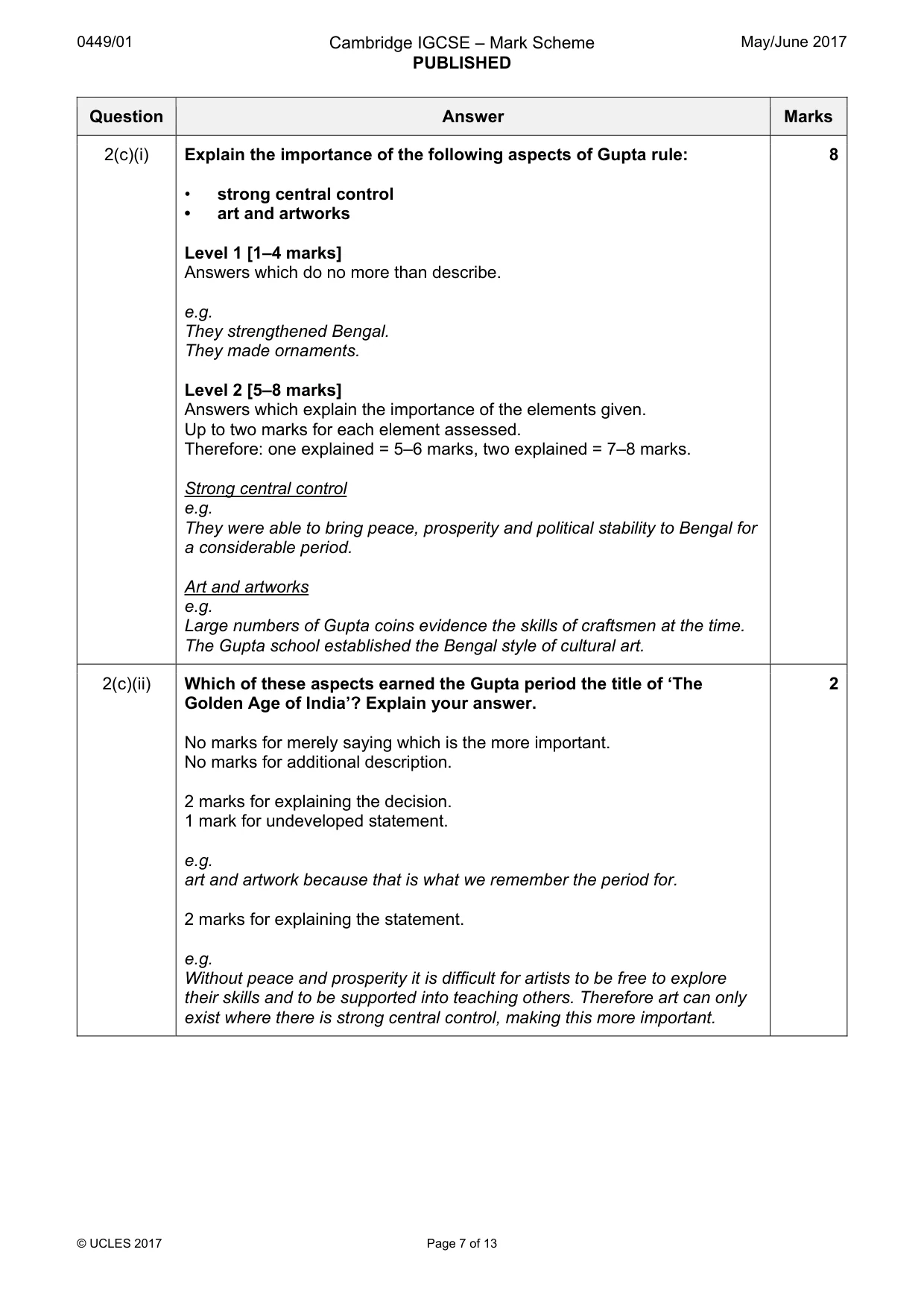 Mark scheme, page 7 of 13