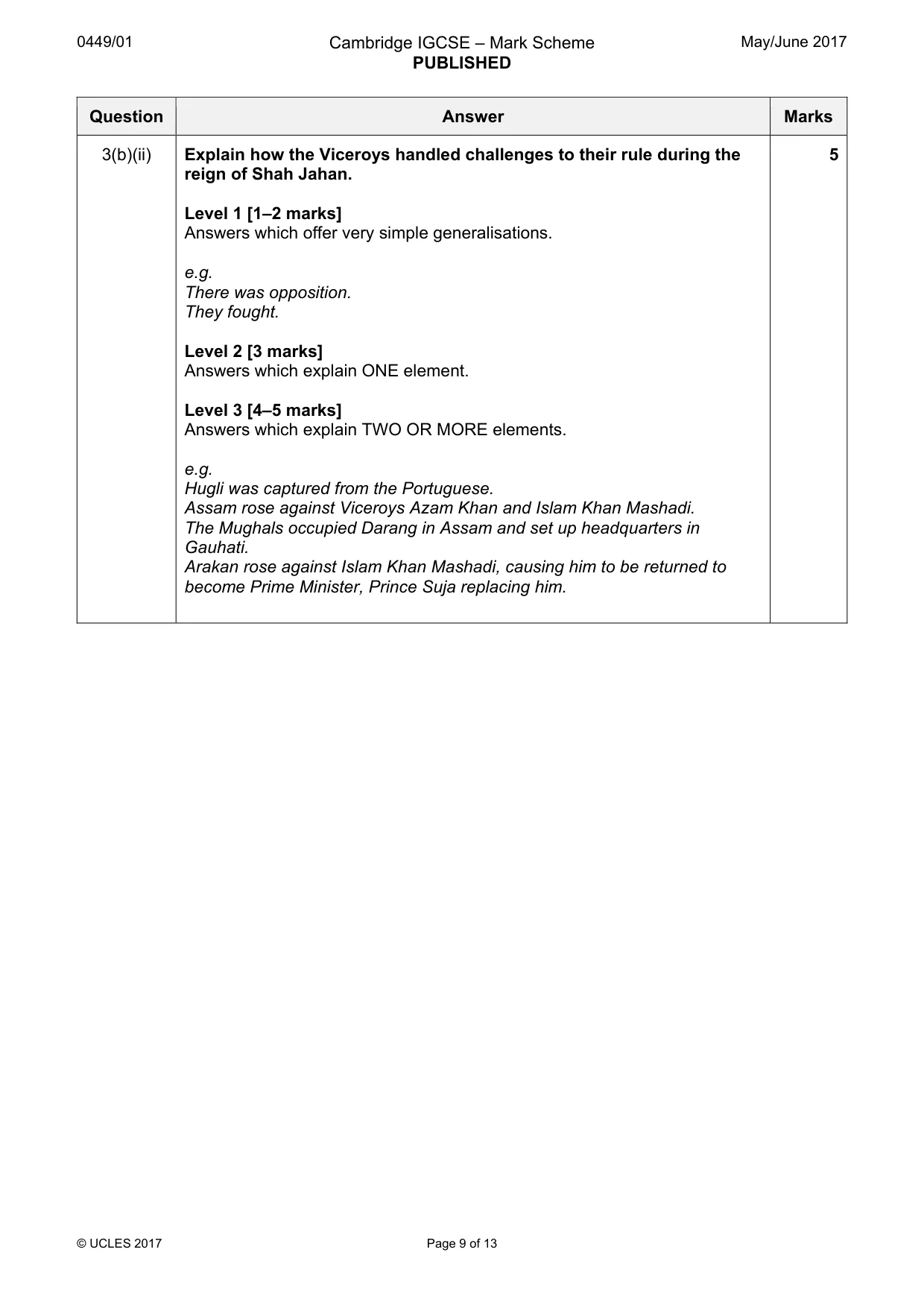 Mark scheme, page 9 of 13