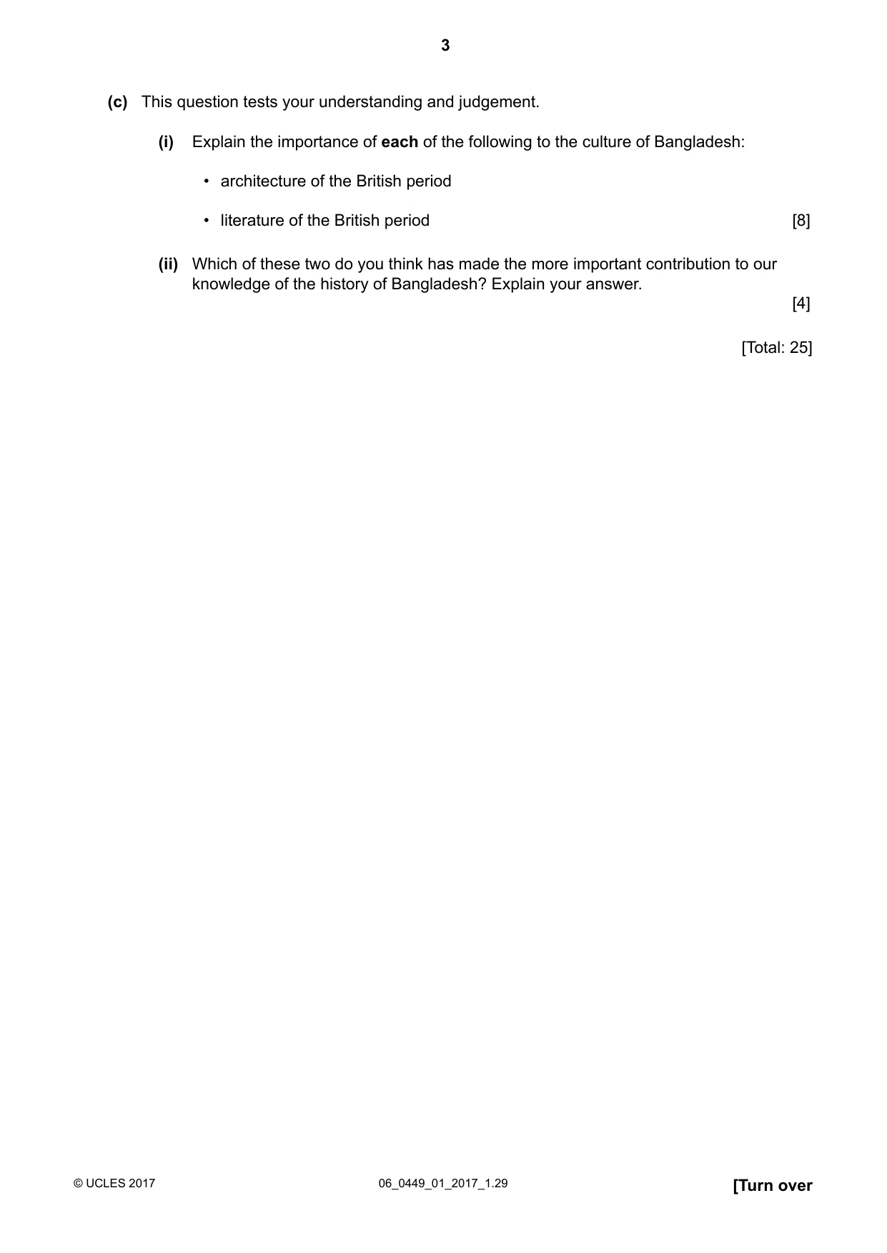 Cambridge IGCSE Bangladesh Studies 0449 2017 May/June Paper 1 · Variant 1 question paper, page 3 of 12