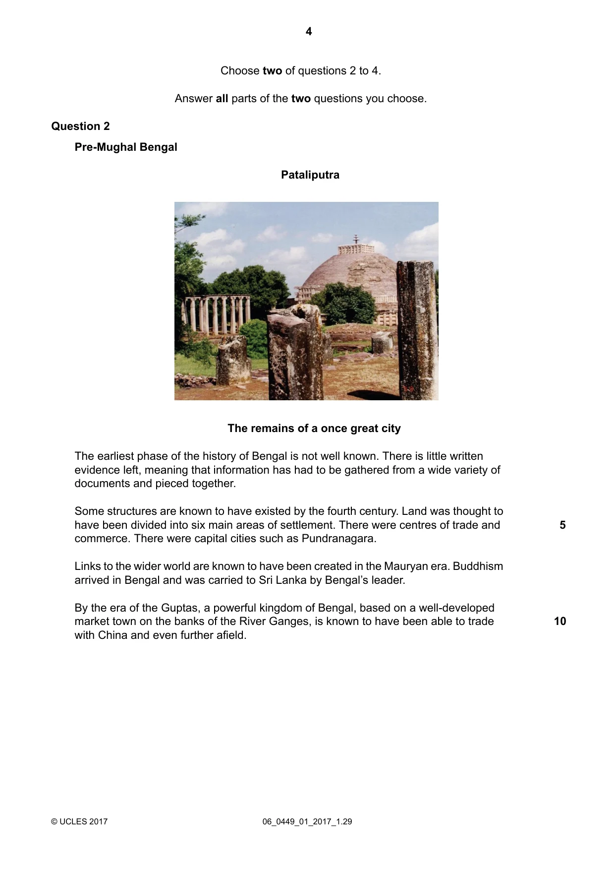 Cambridge IGCSE Bangladesh Studies 0449 2017 May/June Paper 1 · Variant 1 question paper, page 4 of 12