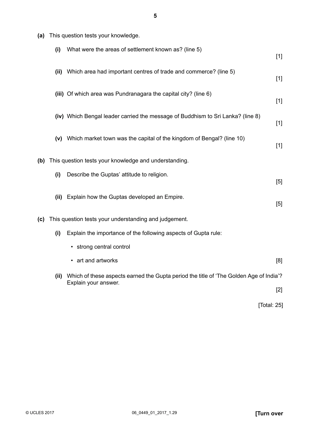 Cambridge IGCSE Bangladesh Studies 0449 2017 May/June Paper 1 · Variant 1 question paper, page 5 of 12