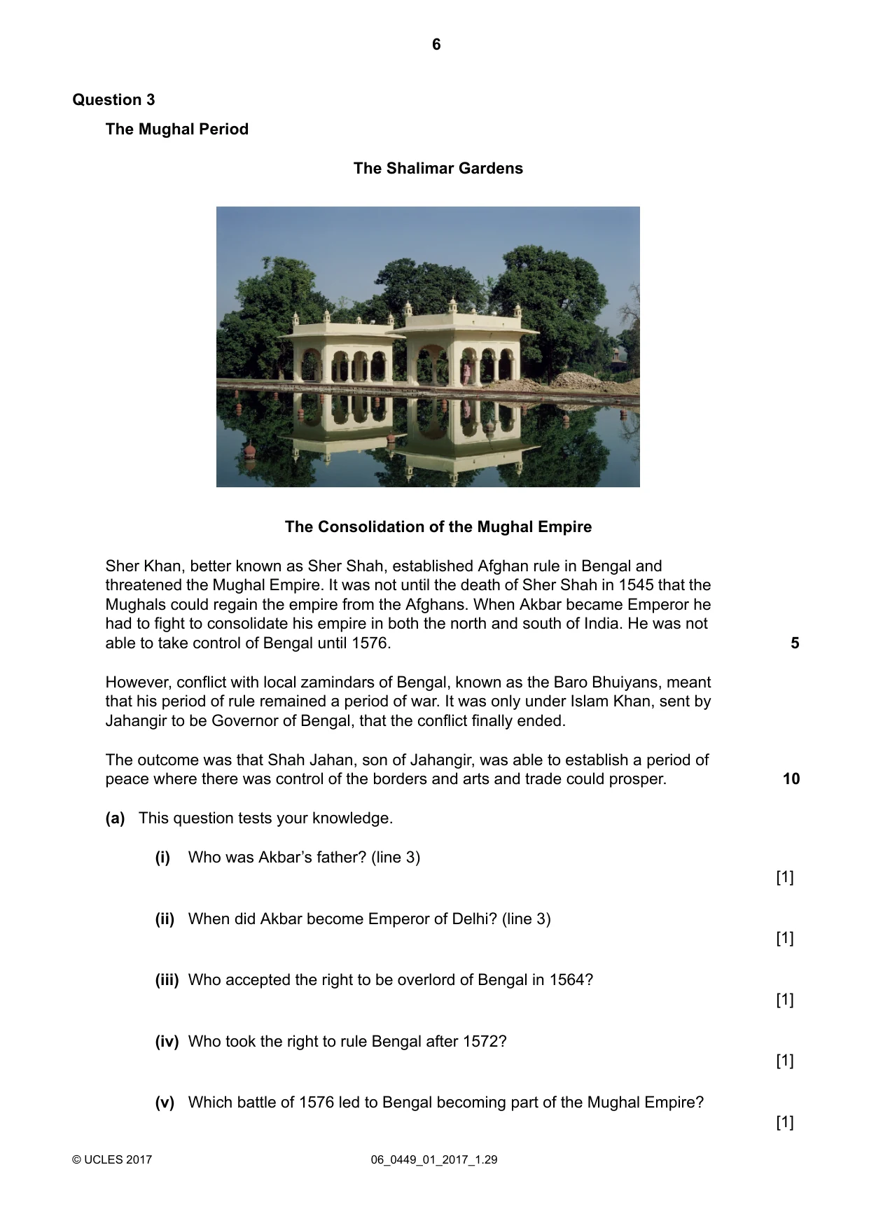 Cambridge IGCSE Bangladesh Studies 0449 2017 May/June Paper 1 · Variant 1 question paper, page 6 of 12